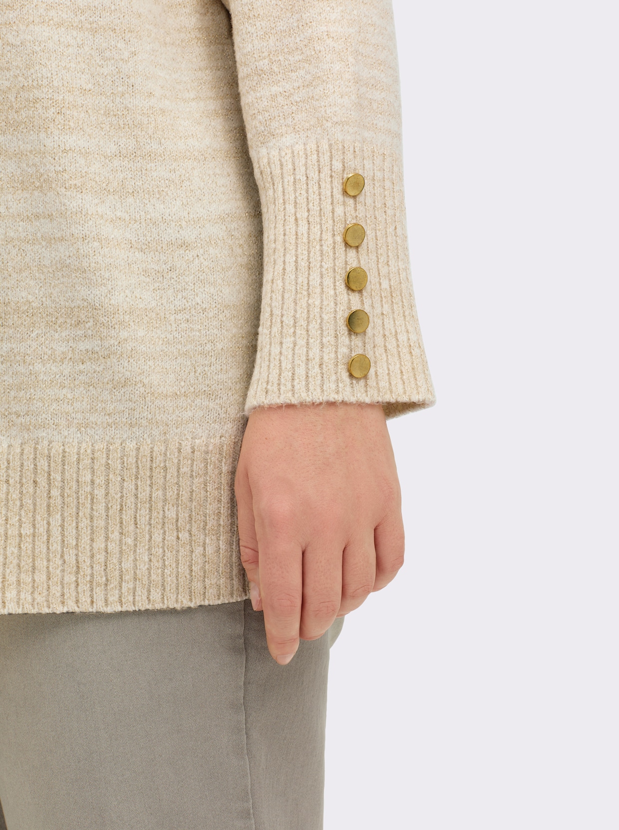 sheego by Joe Browns V-Ausschnitt-Pullover - champagner