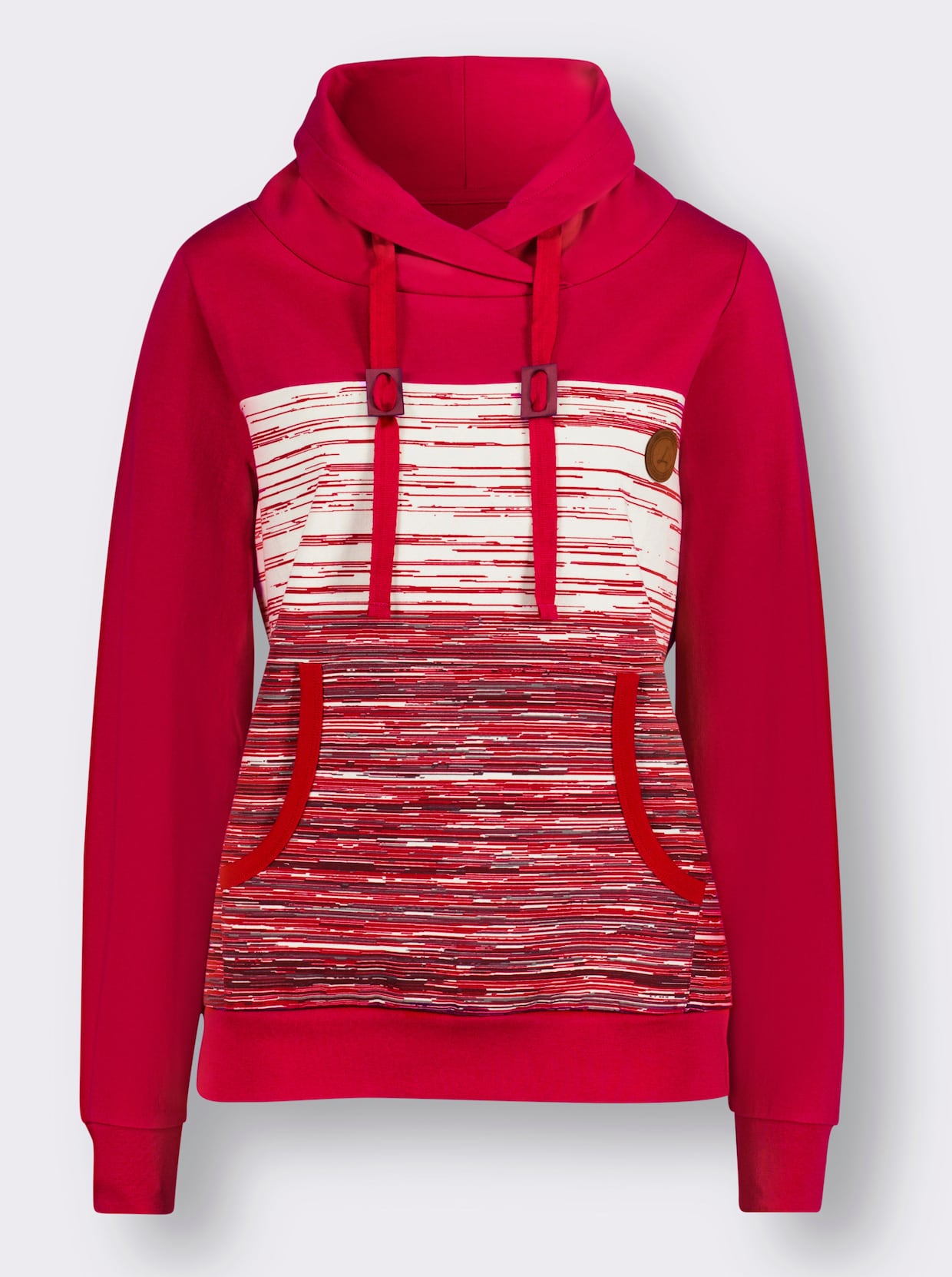 Sweatshirt - rood/ecru gemêleerd