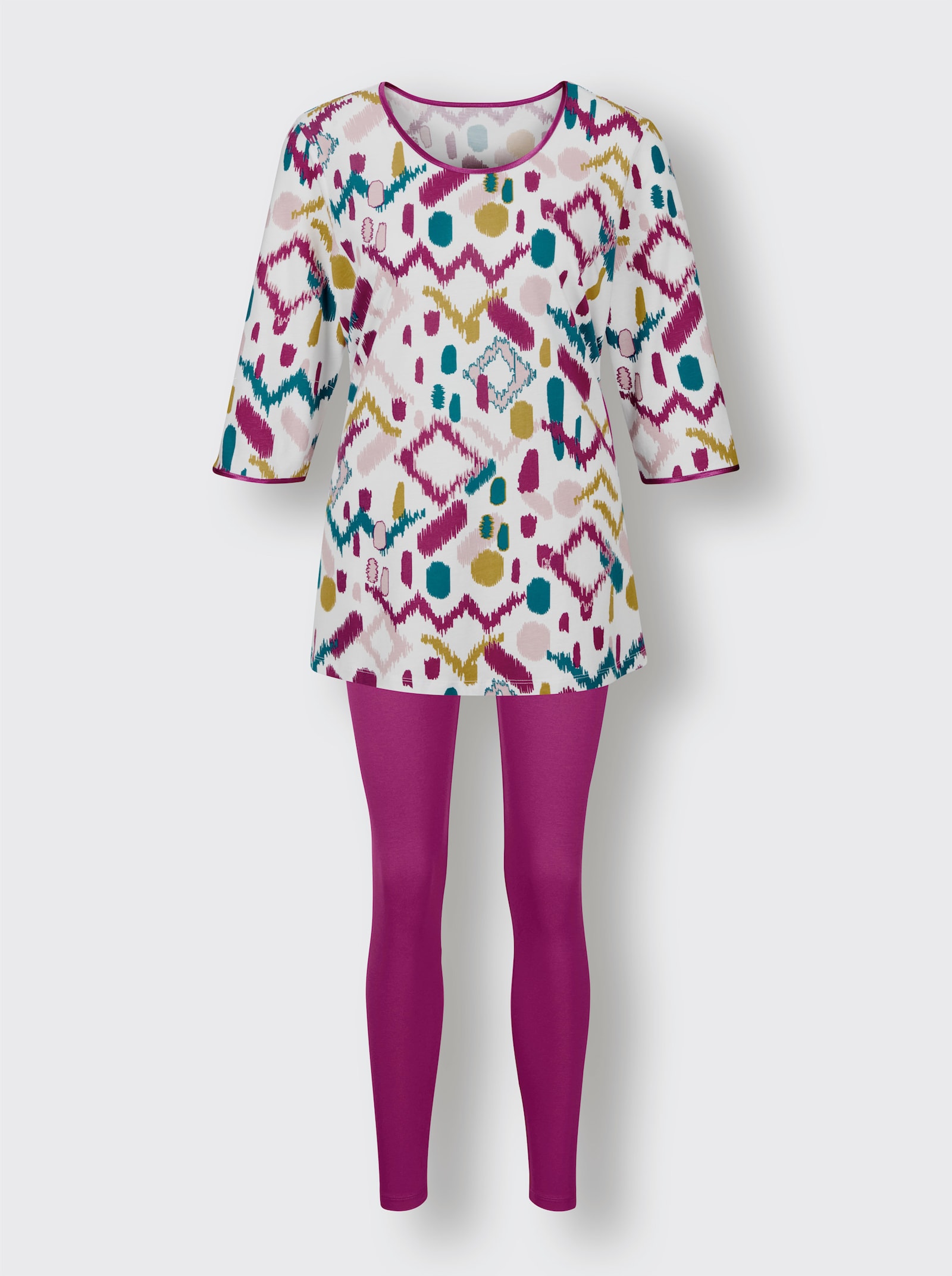 wäschepur Schlafanzug - ecru-magenta-bedruckt