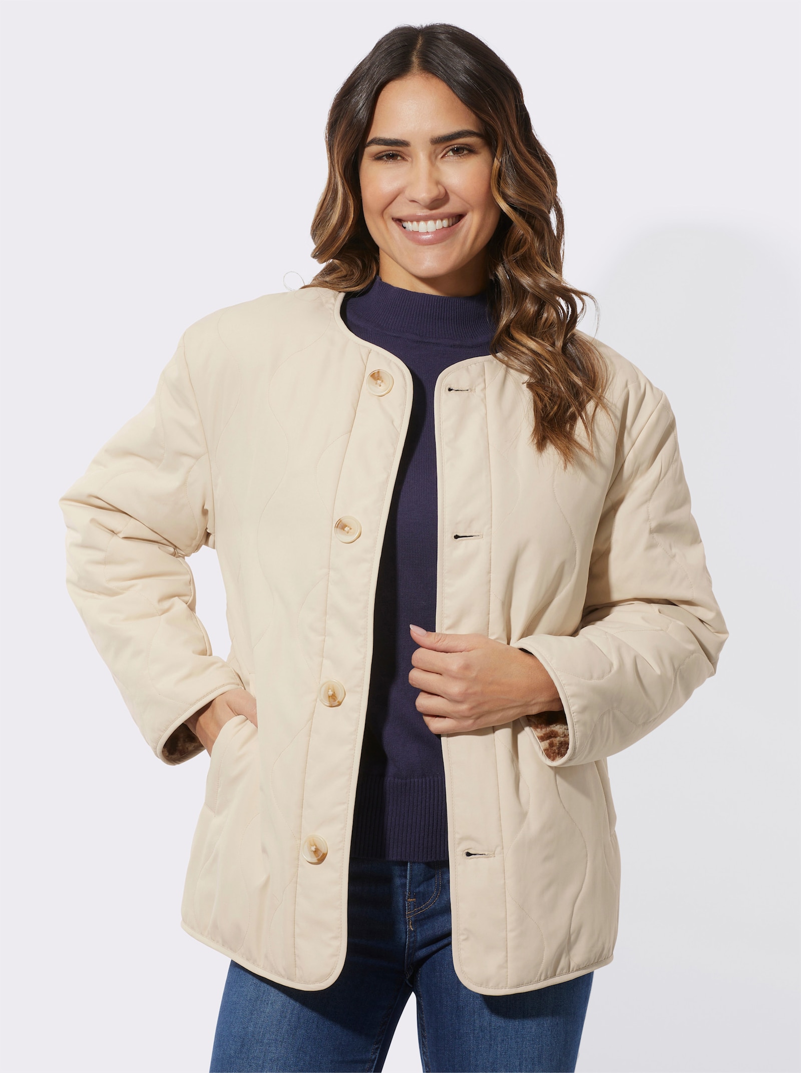 Wendejacke mit kuscheligem Teddy-Fleece - sand