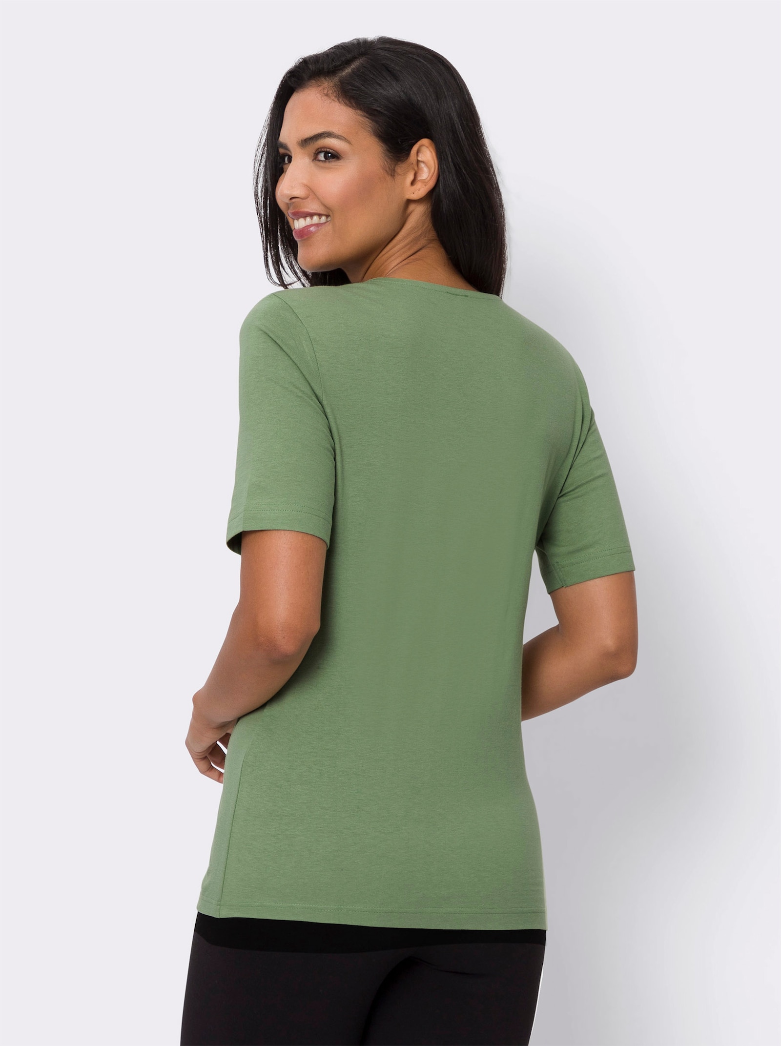 Freizeitshirt mit gestreiftem Zierband - eucalyptus