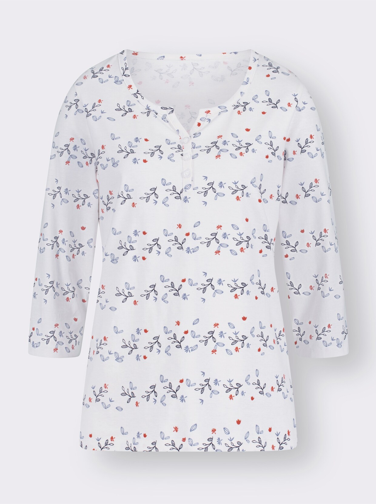 Shirt met 3/4-mouw - wit geprint