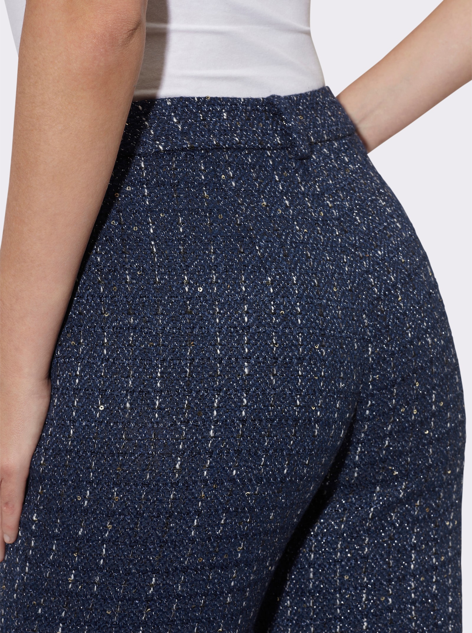 heine Hose mit Pailletten - marine-gemustert