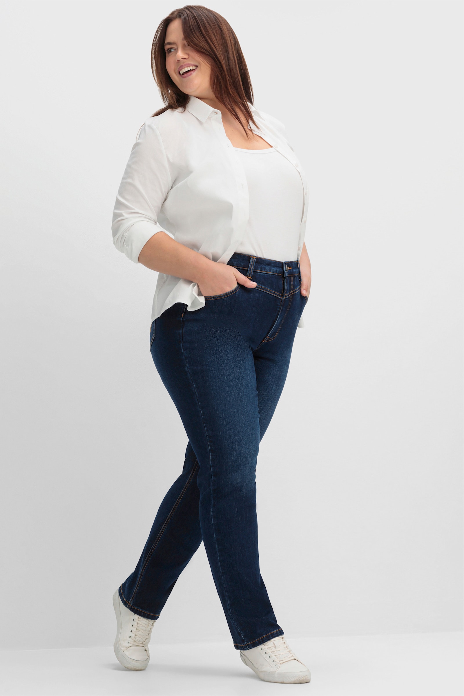 sheego Shaping jeans met rechte pijpen - dark blue denim