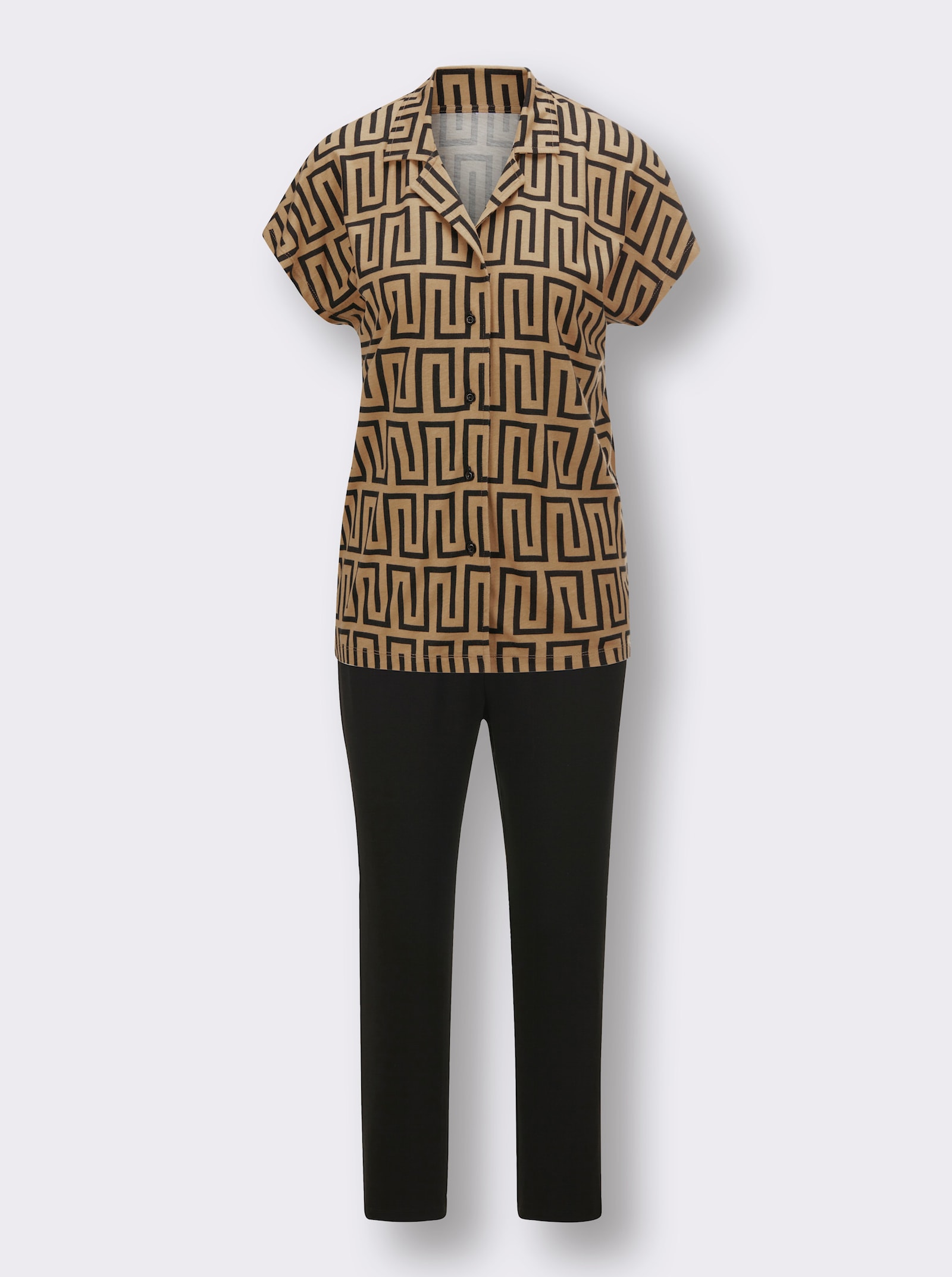 wäschepur Pyjamas med grafiskt mönster - kamel-svart, tryckt
