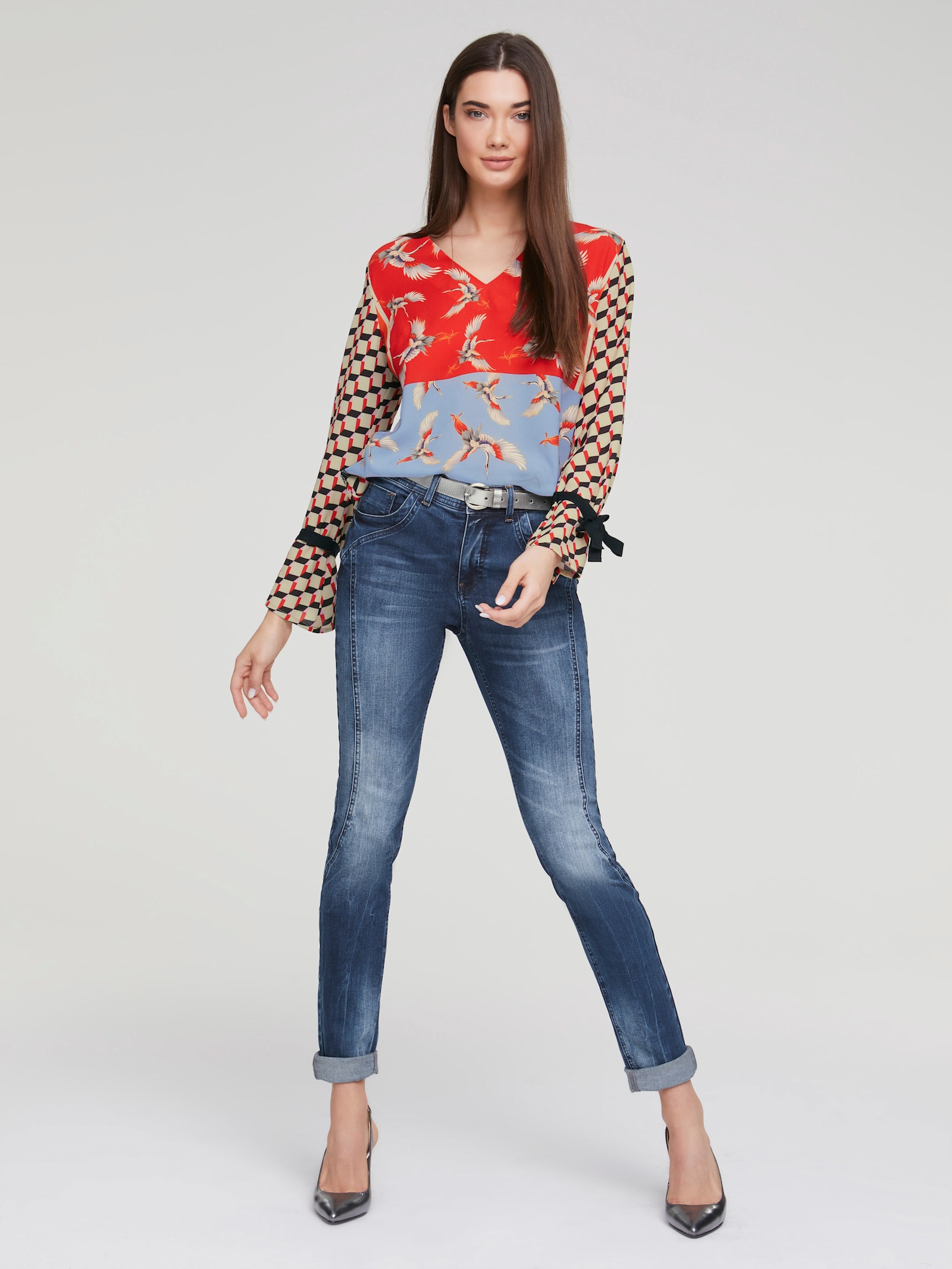 heine Úzké džíny se vsadkou z powermeshe - tmavá obnošená