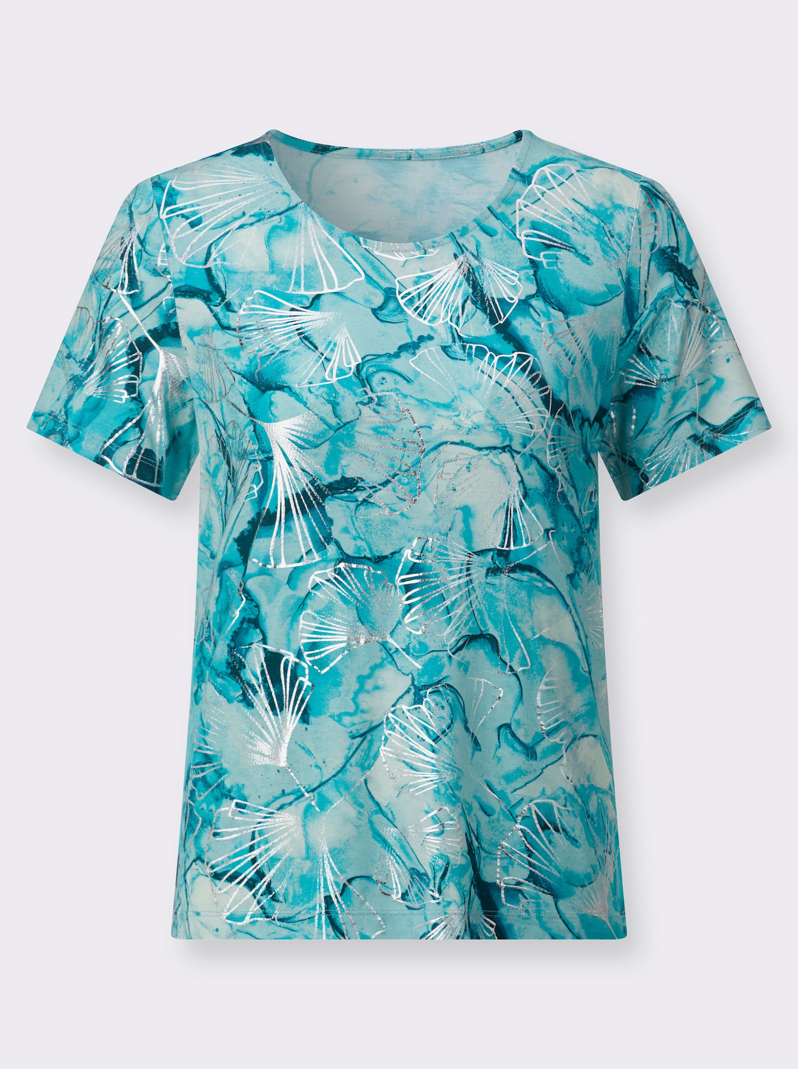 Kurzarmshirt aus feinem Single-Jersey - topas-bedruckt