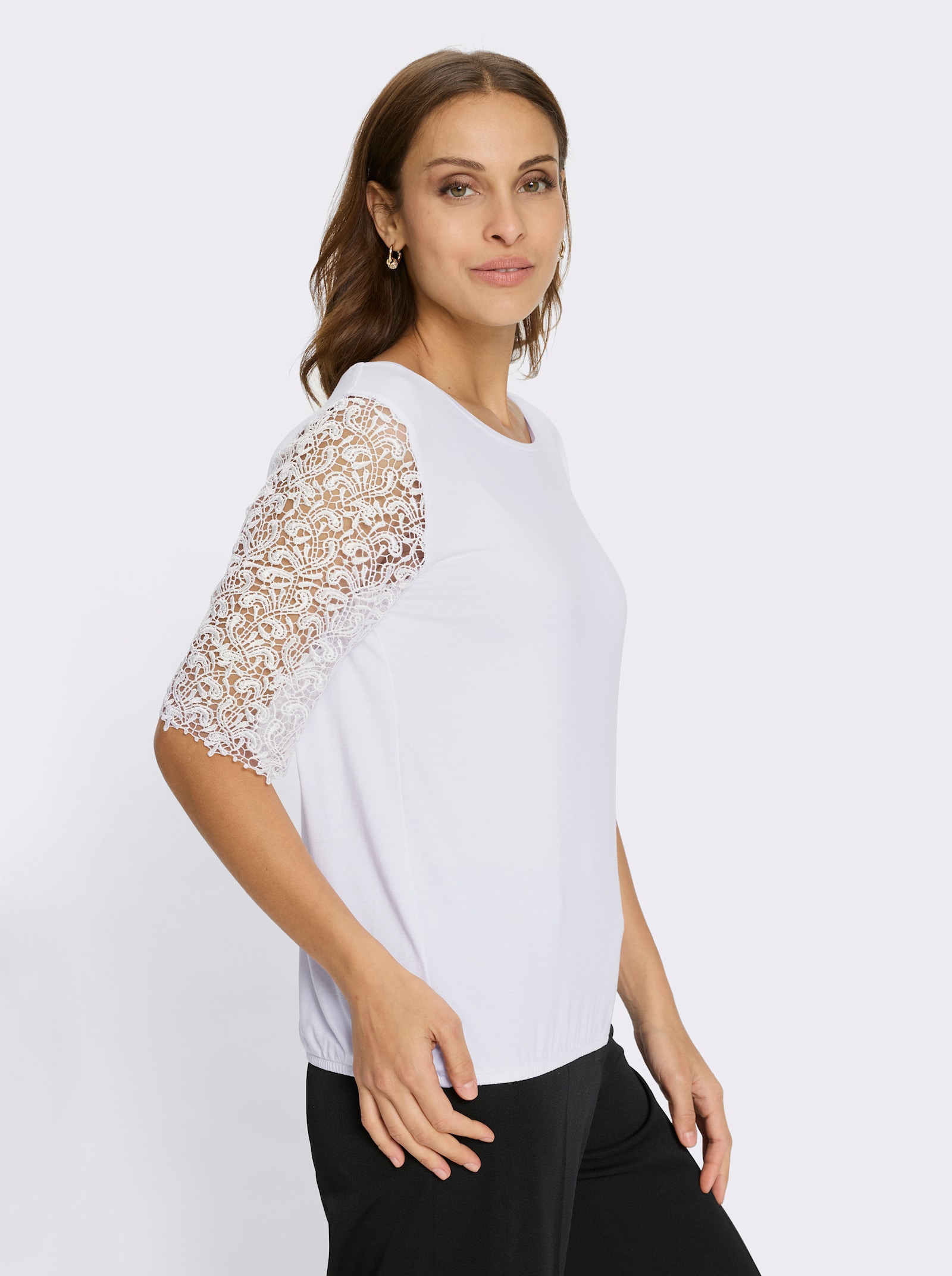 Spitzenshirt mit 95% Viskose - weiß