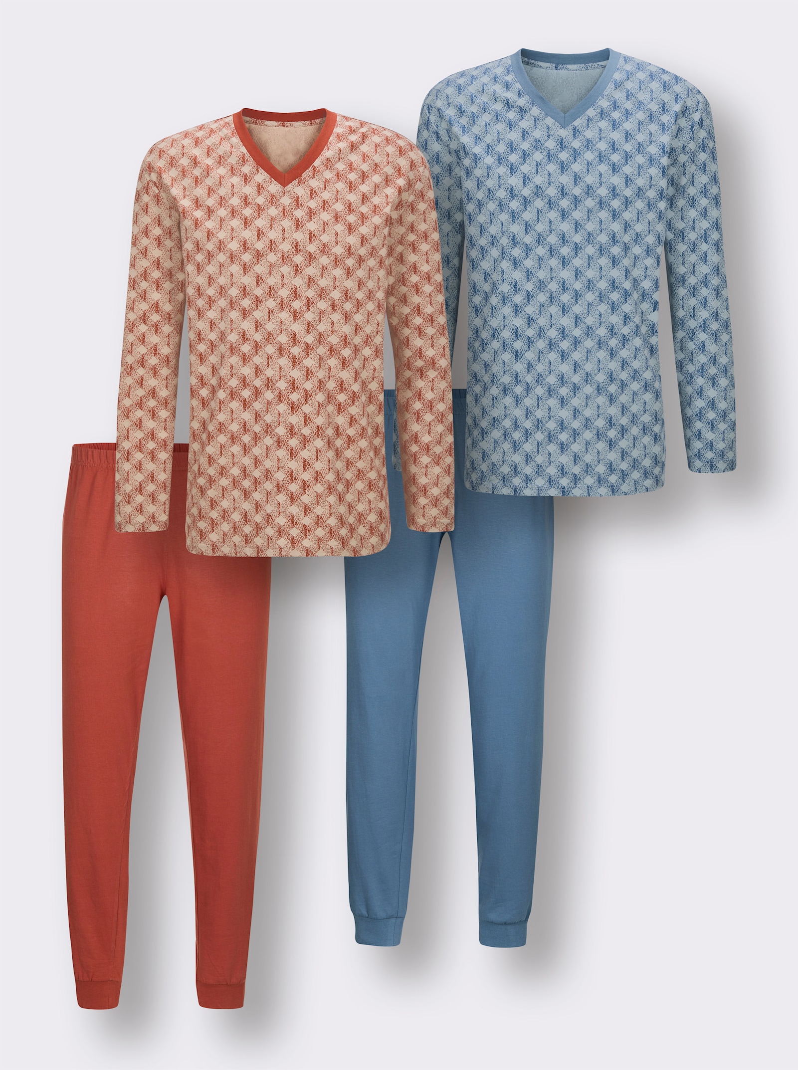 KINGsCLUB Schlafanzüge - mittelblau + rostrot