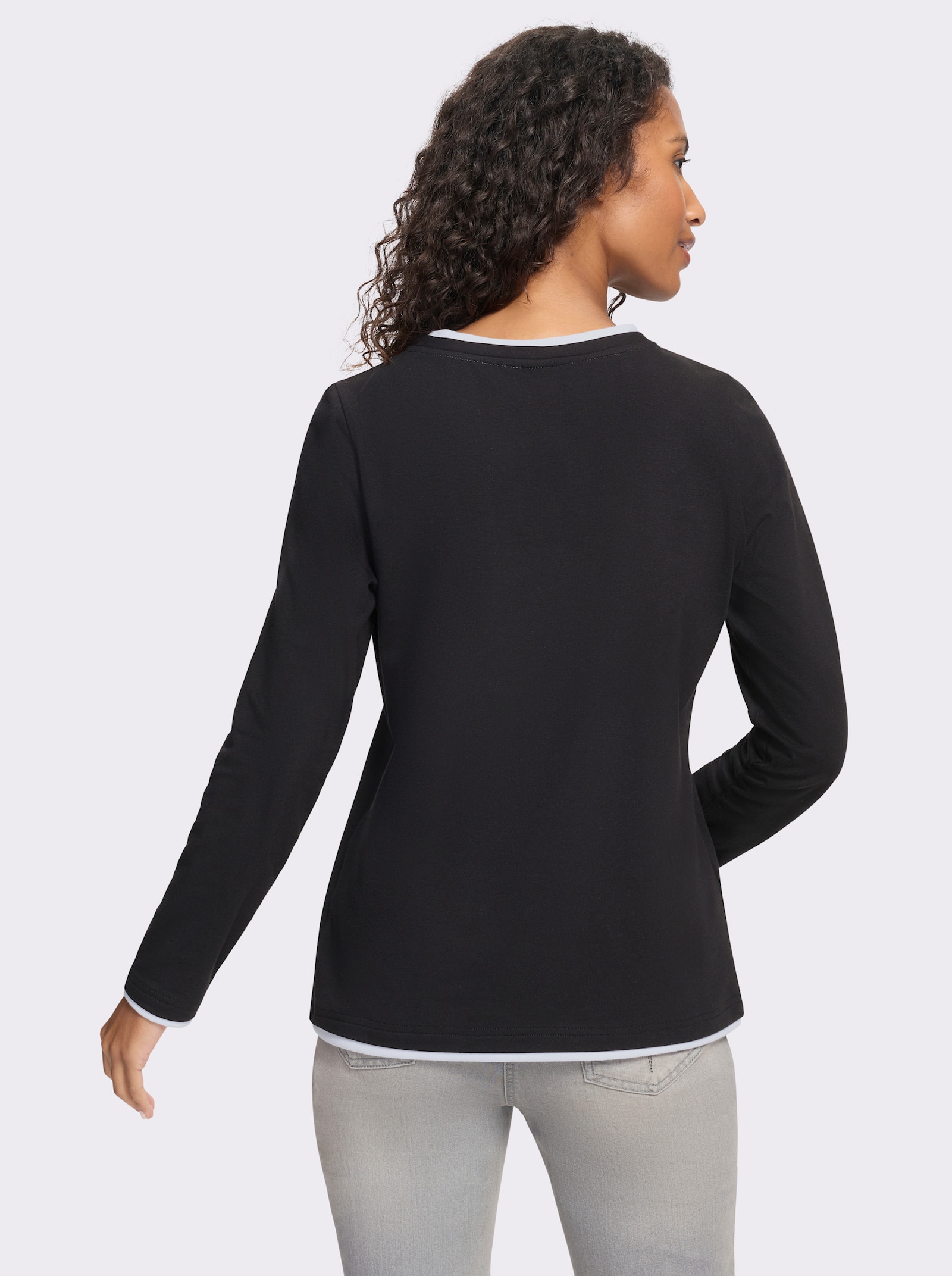 heine Rundhalsshirt in 2-in-1-Optik - schwarz-weiß