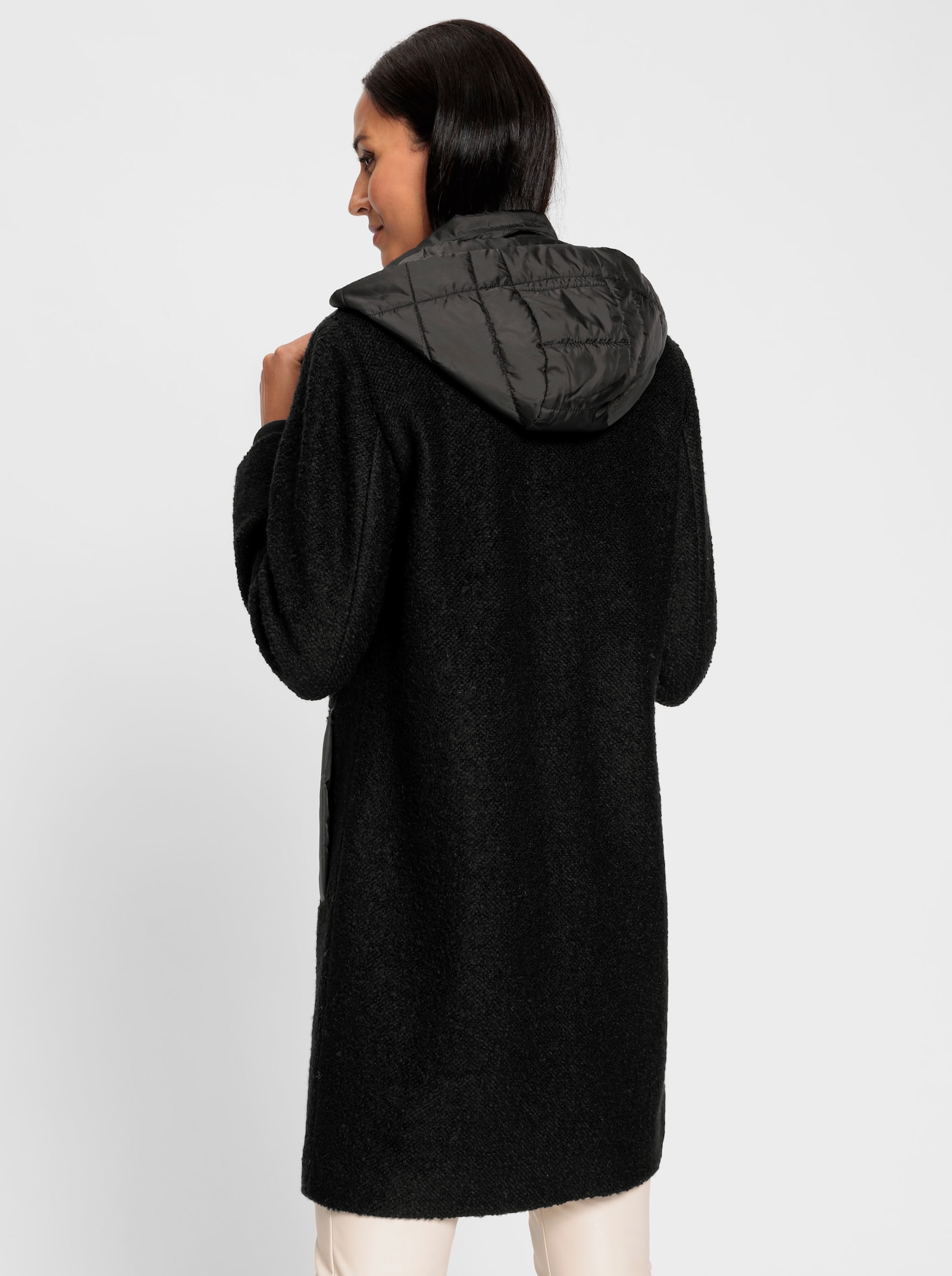 heine Wollmantel mit gesteppten Taschen - schwarz