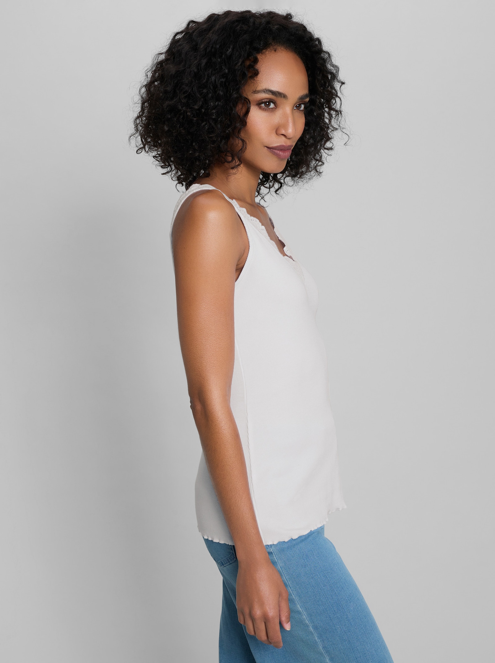heine Shirttop mit Spitze - weiß