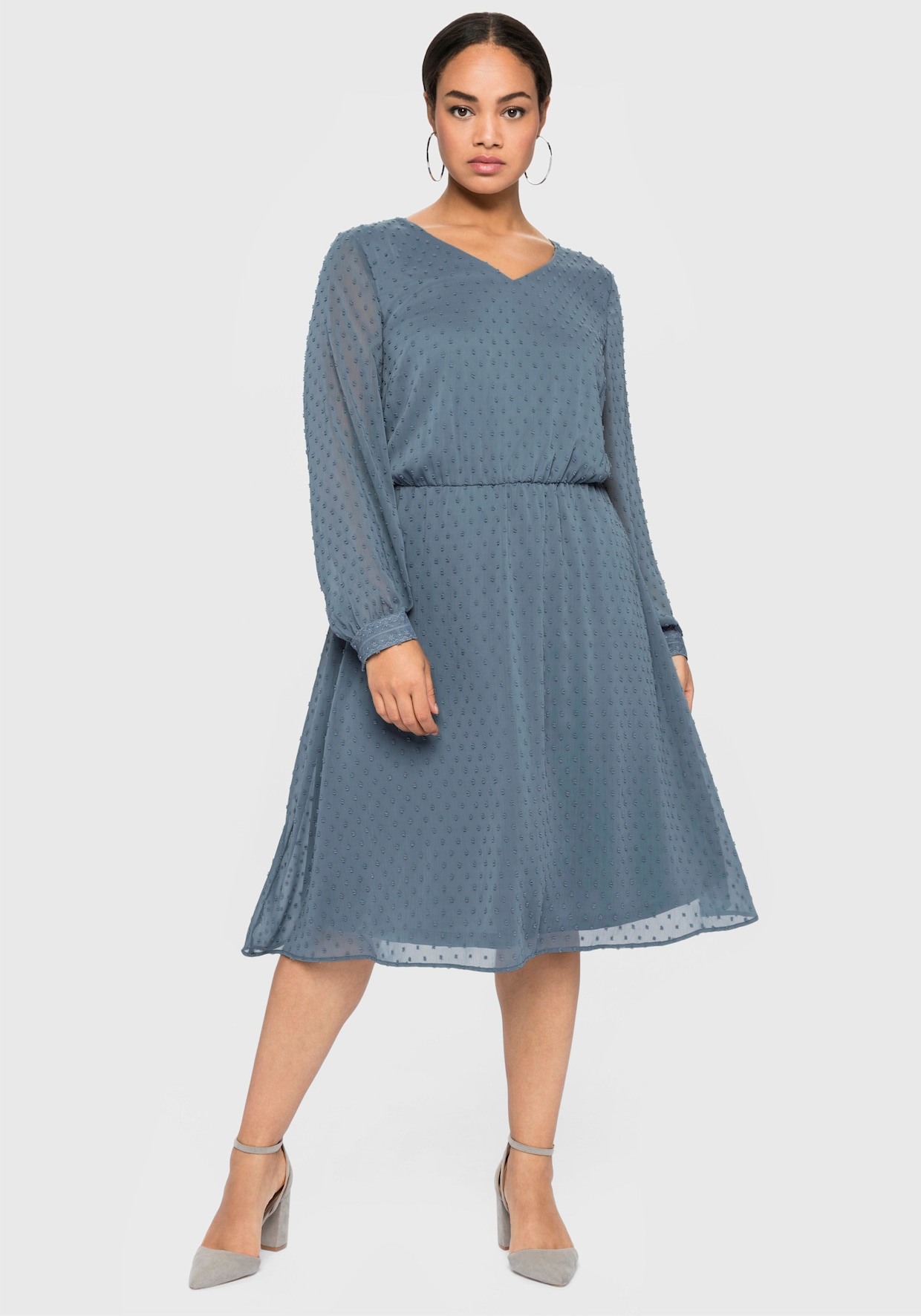 sheego Chiffon jurk - staalblauw