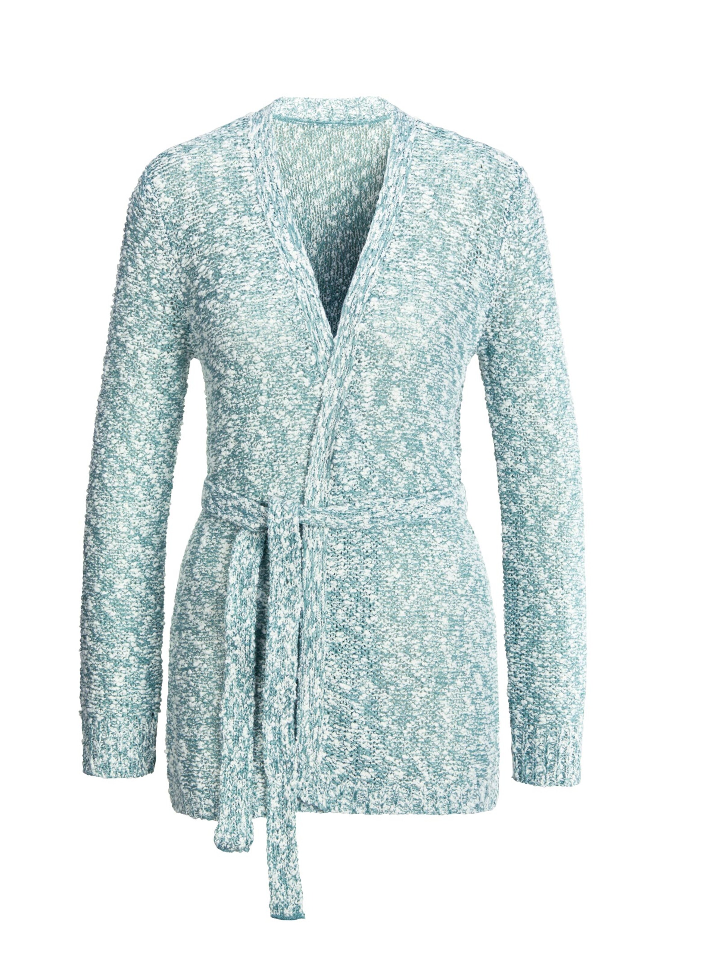 Strickjacke - türkis-meliert