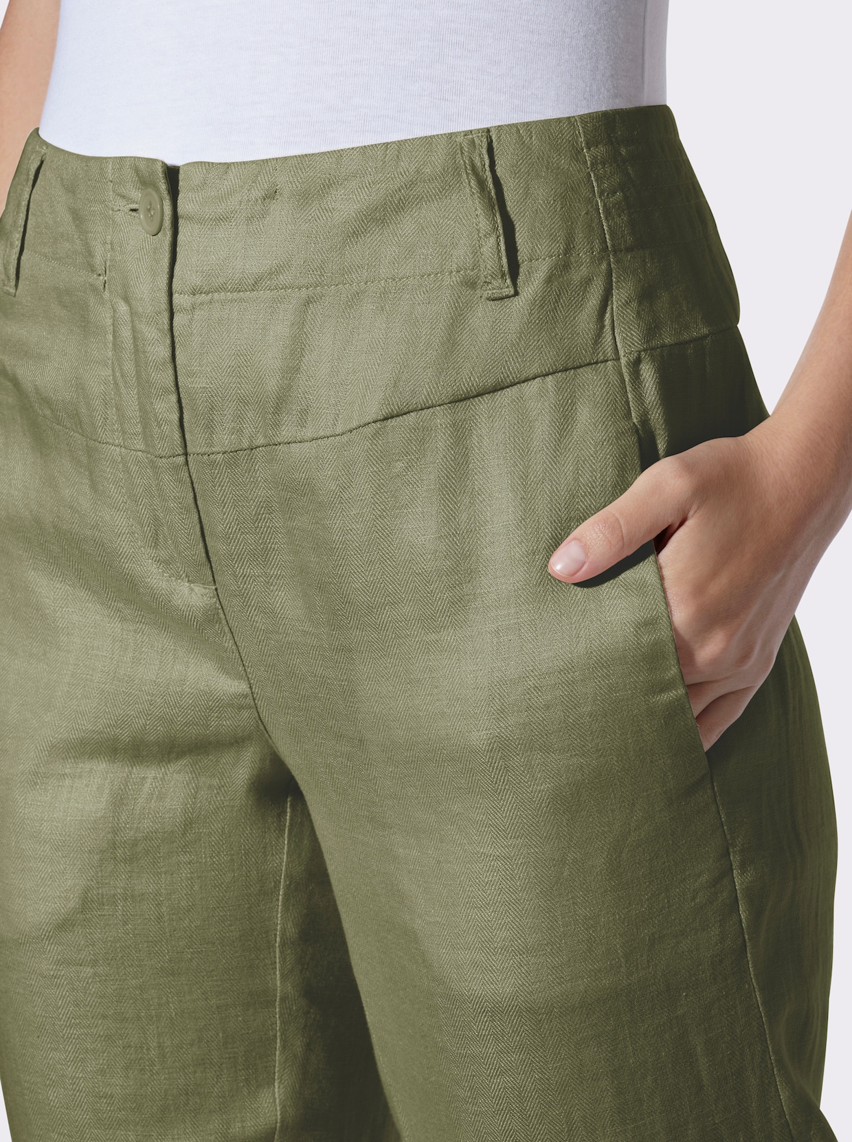heine Leinenhose mit Längsnähten - oliv