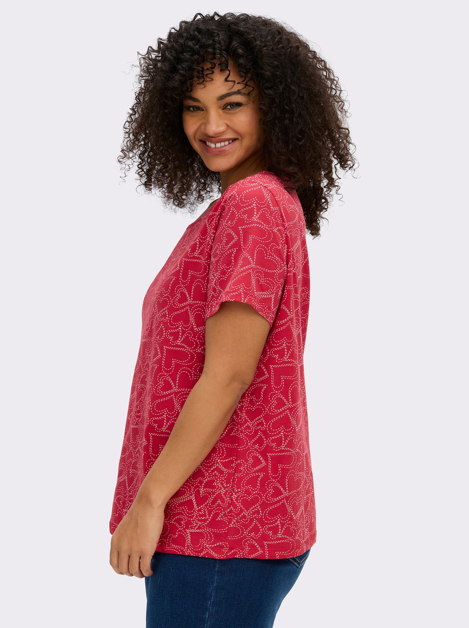 T-Shirt mit Herzchen-Dessin - erdbeere-bedruckt