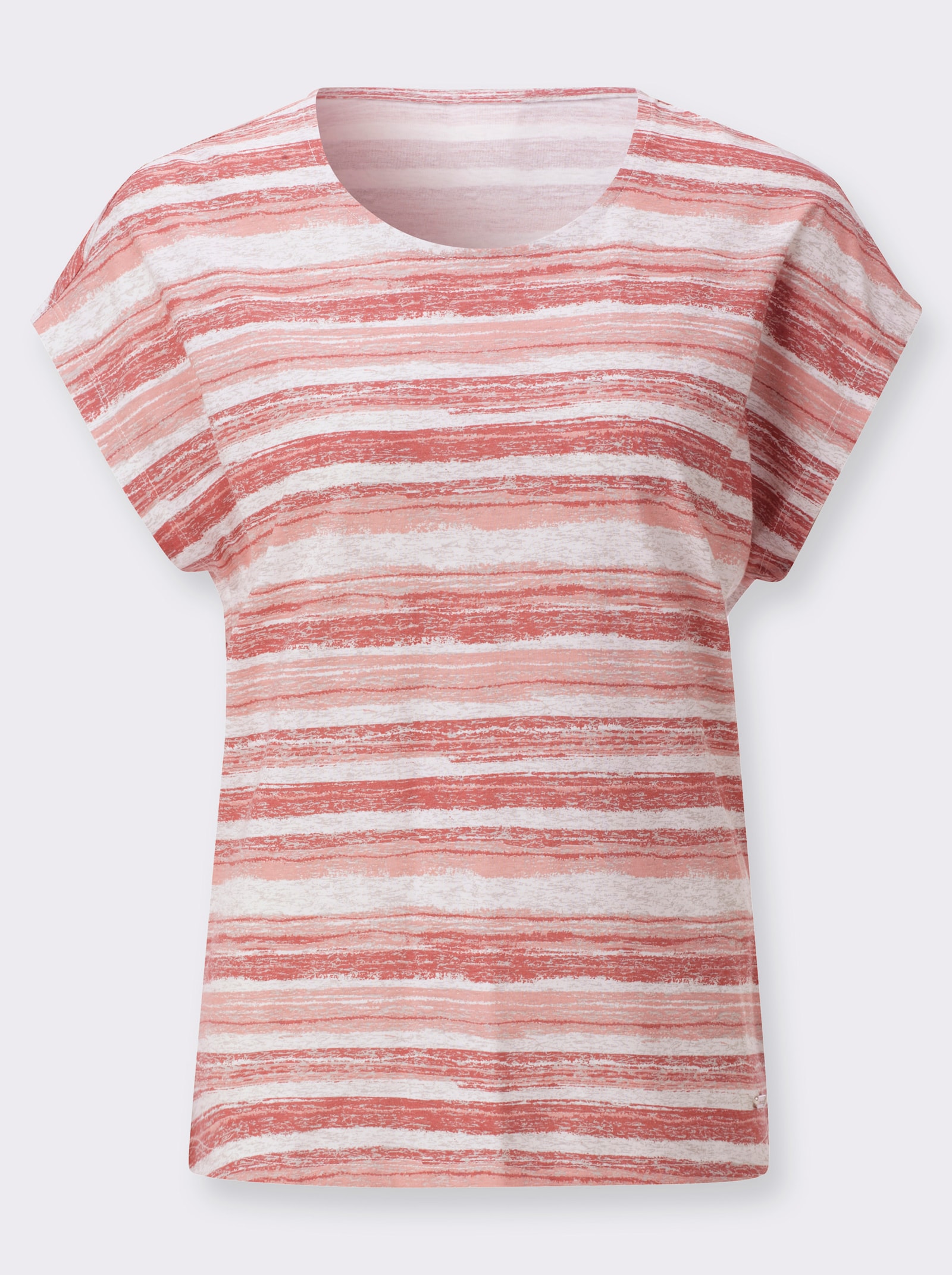 Print-Shirt im Ringel-Dessin - ecru-puder-bedruckt