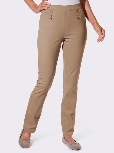 Schlupfjeans mit Schmuckknöpfen - camel