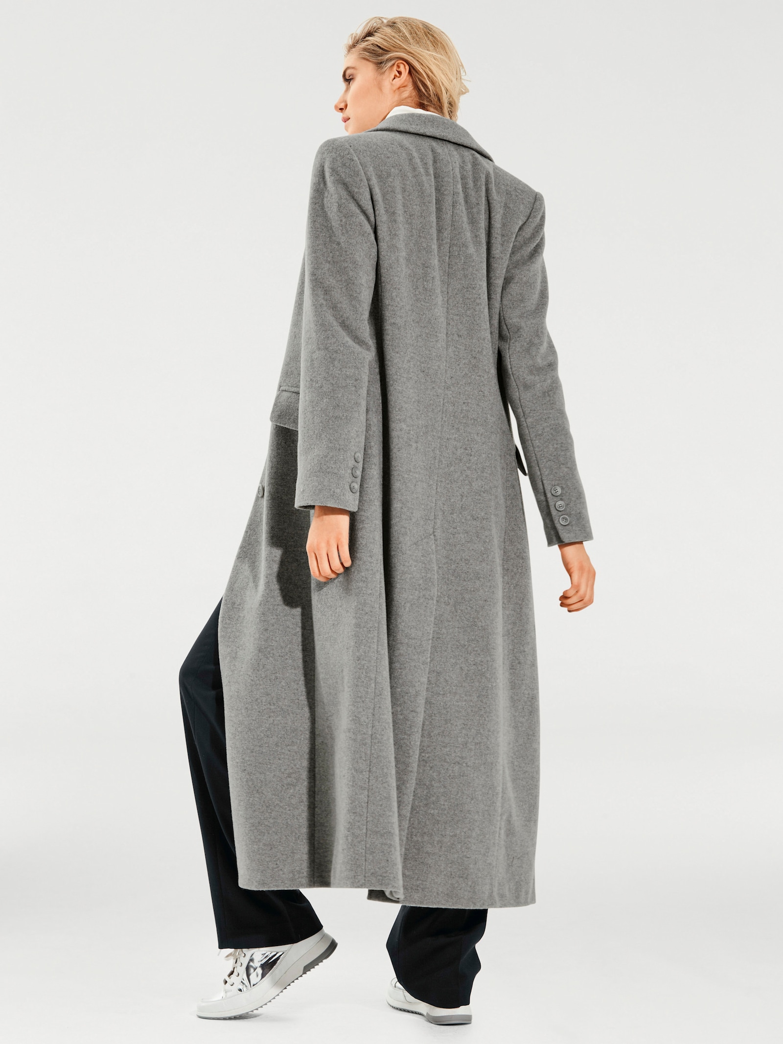 heine Mantel in Longform - grau-melange