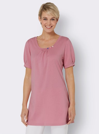 Longshirt mit gerafftem Ausschnitt - altrosa