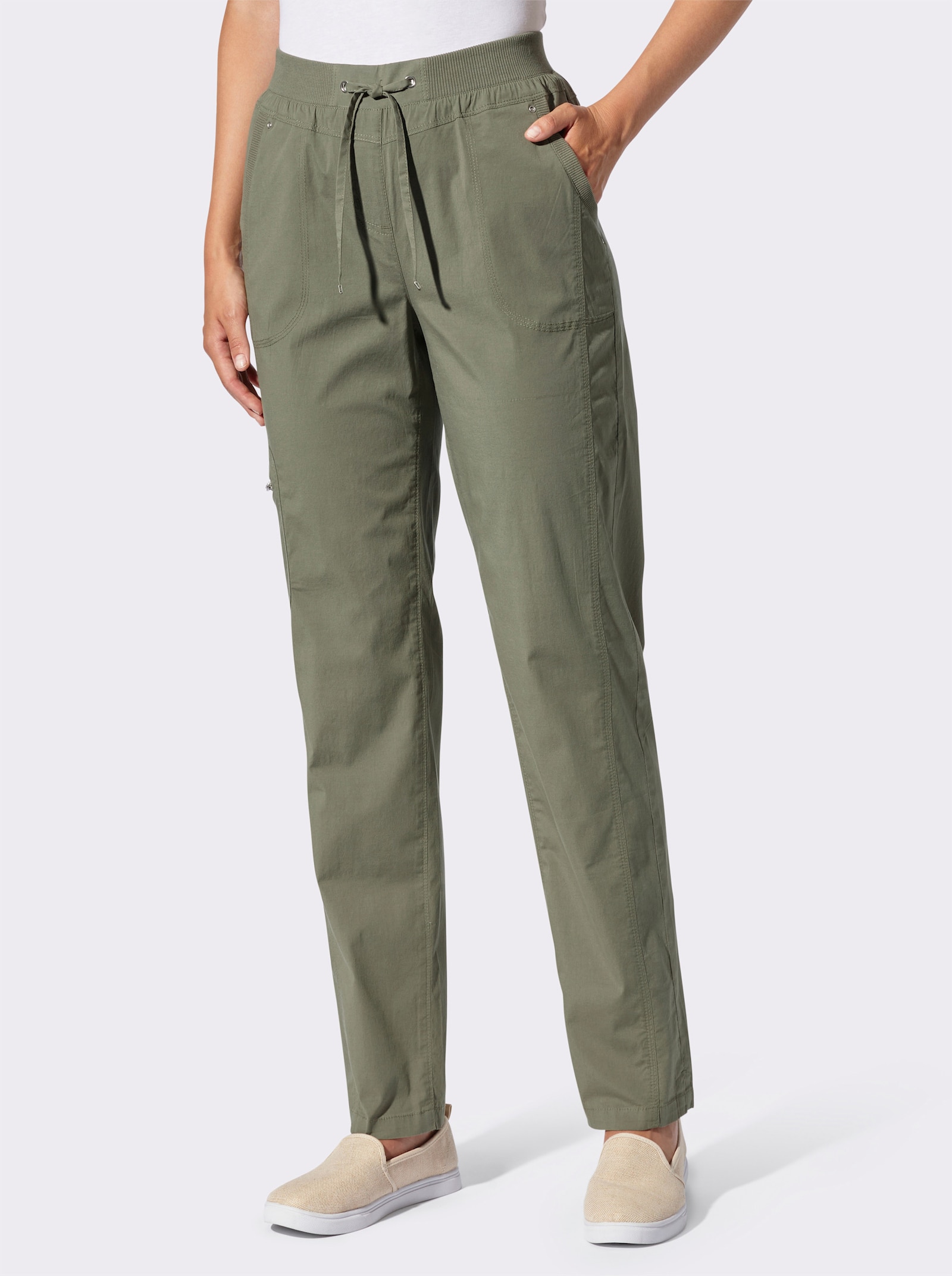 Schlupfhose mit funktionalen Taschen - khaki