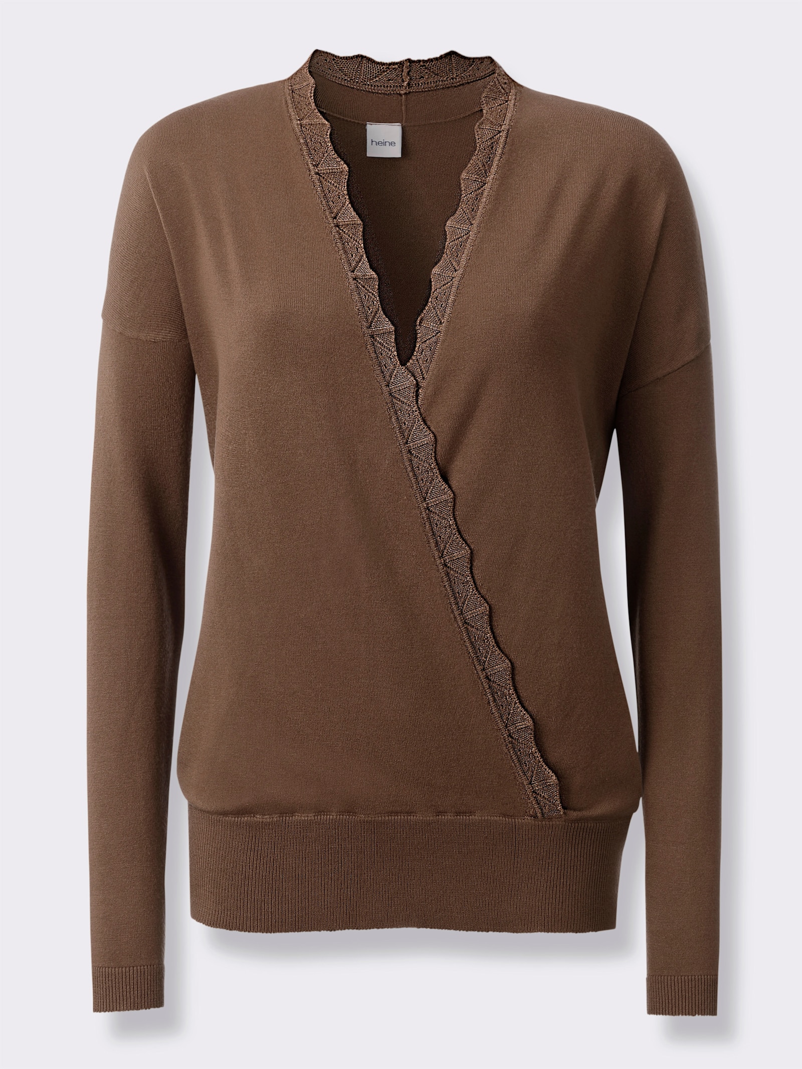 heine Feinstrickpullover in Wickel-Optik - braun