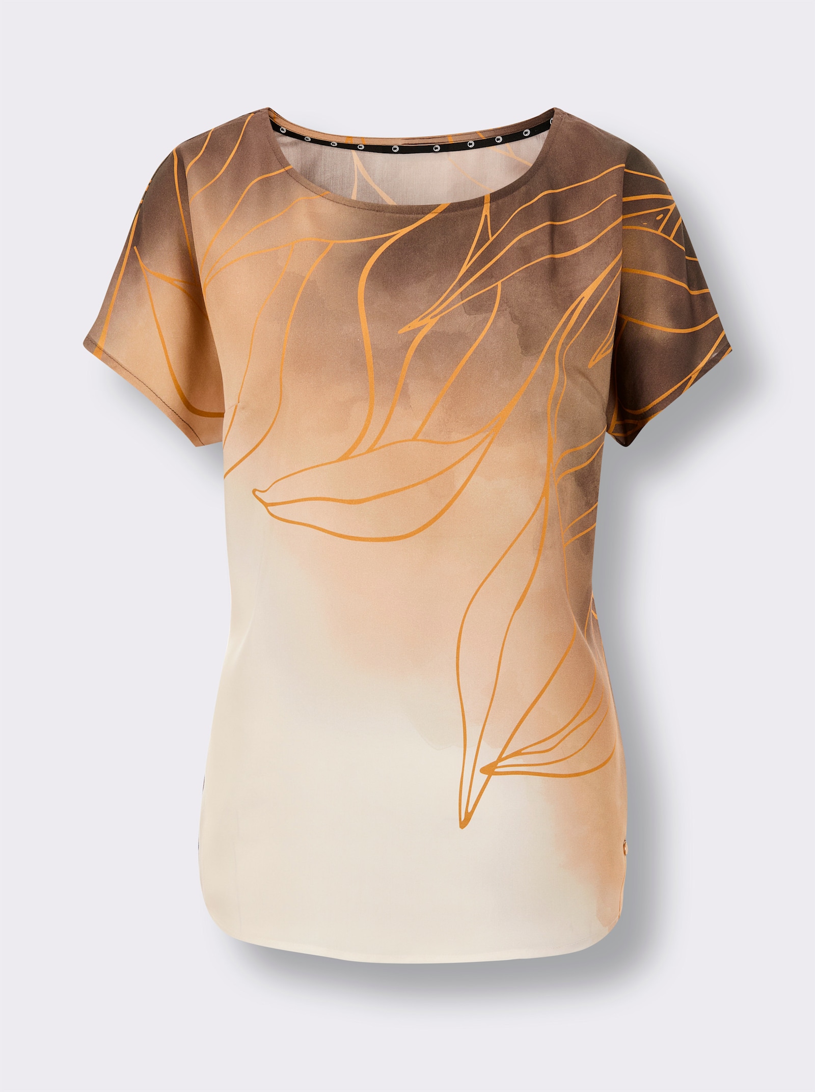 CREATION L PREMIUM Druckbluse mit exklusivem Glanz - sand-goldfarben-bedruckt