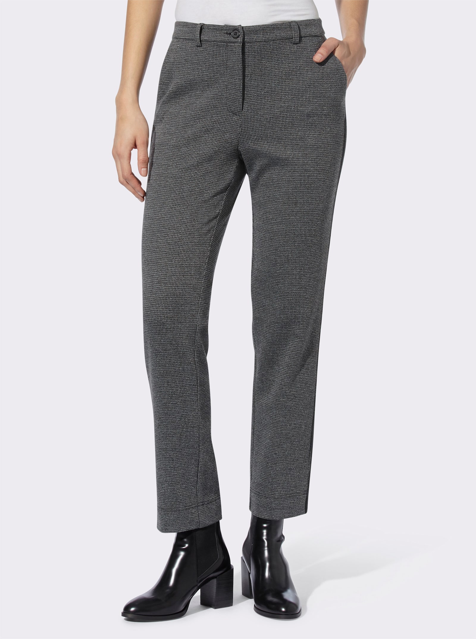 heine Broek met galonstrepen - zwart/ecru gedessineerd