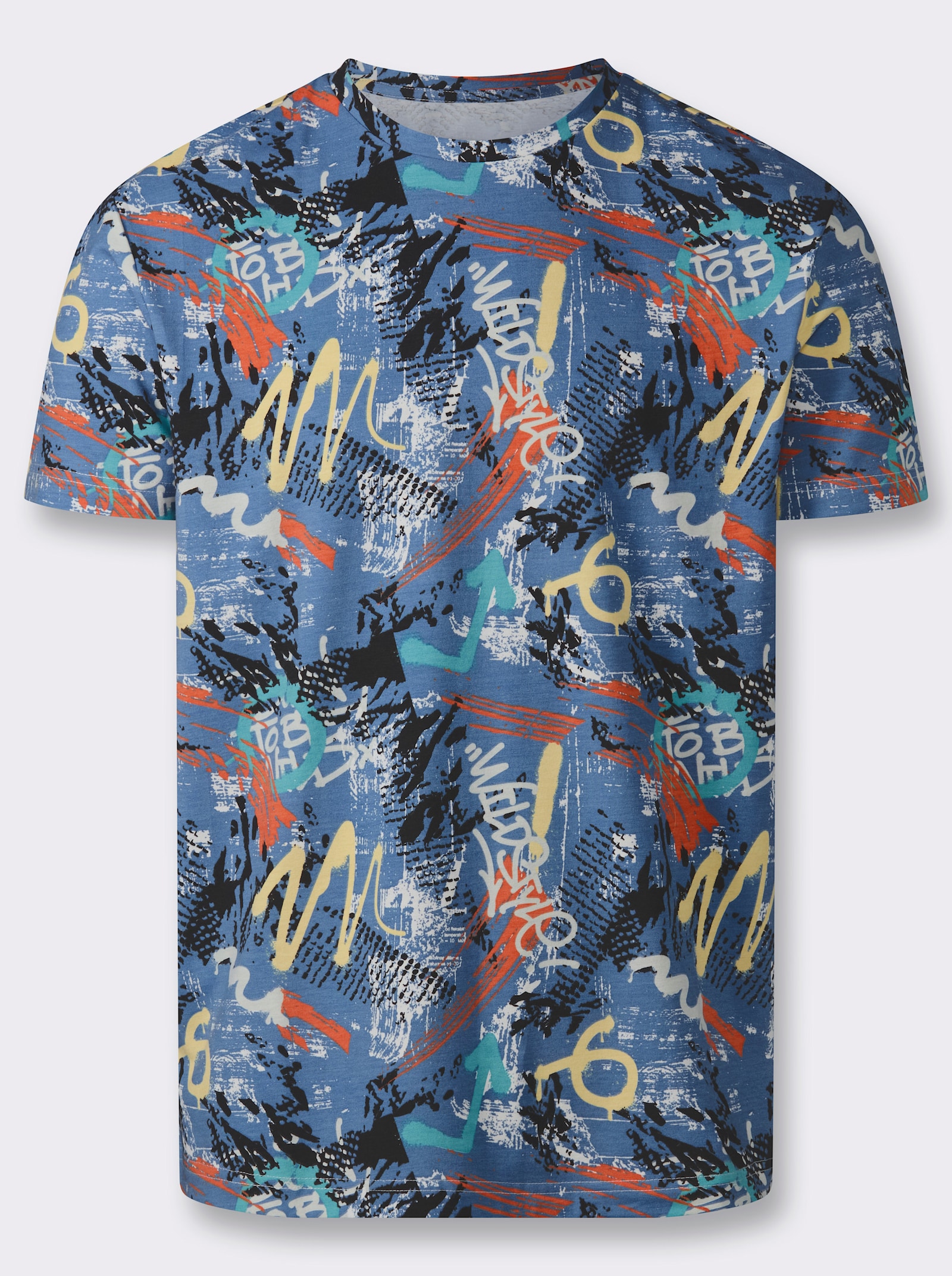Marco Donati Kurzarmshirt mit Allover-Print - mittelblau-bedruckt