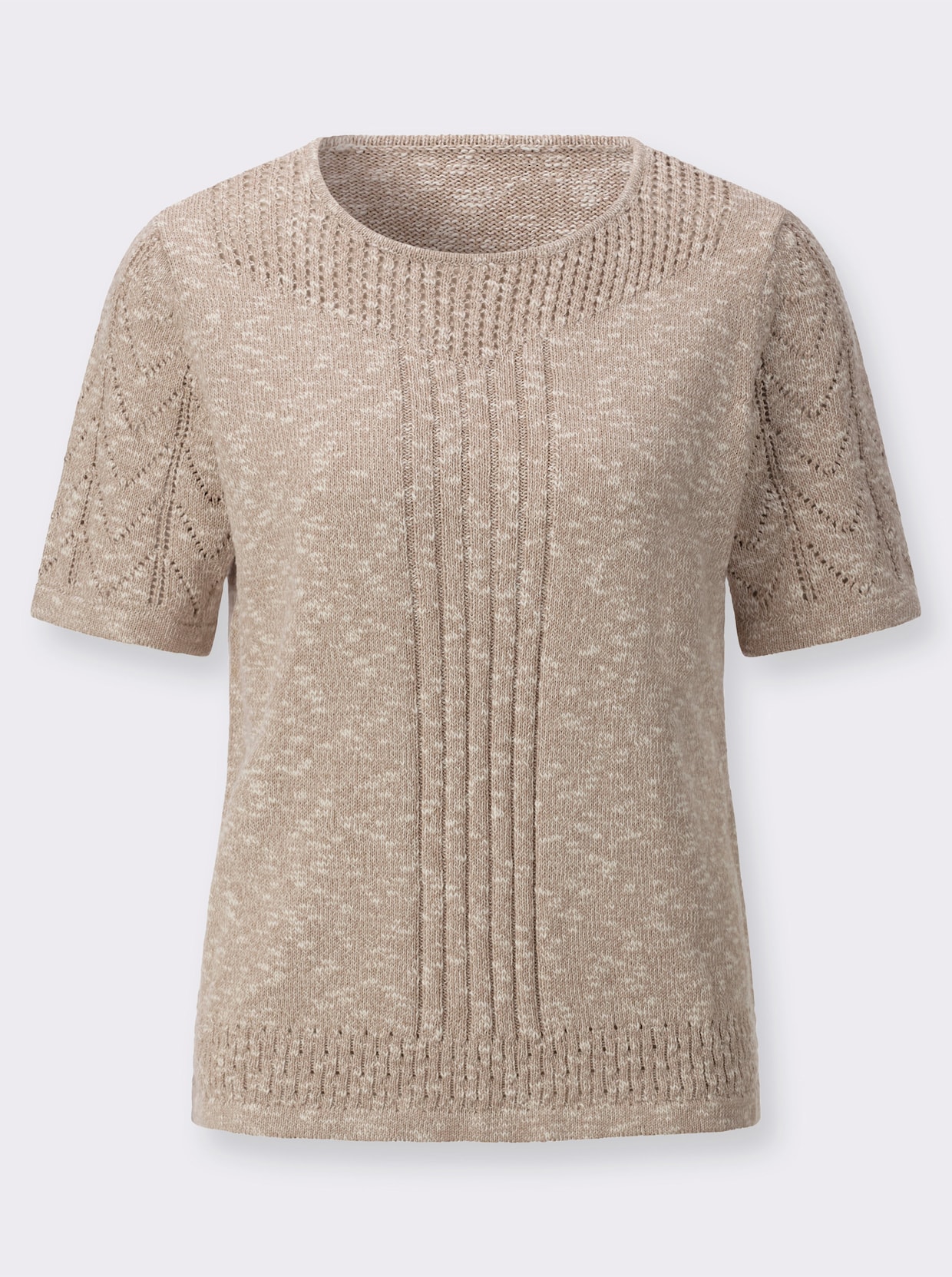 Ajourpullover in leichter Qualität - sesam-ecru-meliert