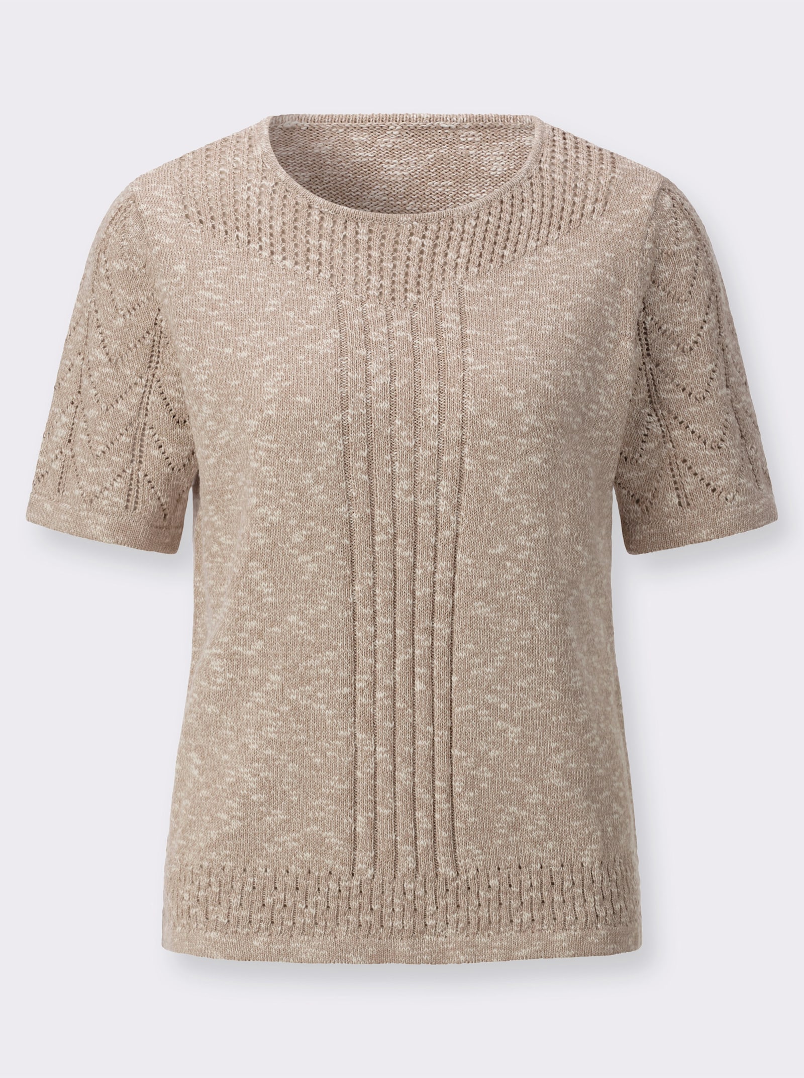 Ajourpullover in leichter Qualität - sesam-ecru-meliert