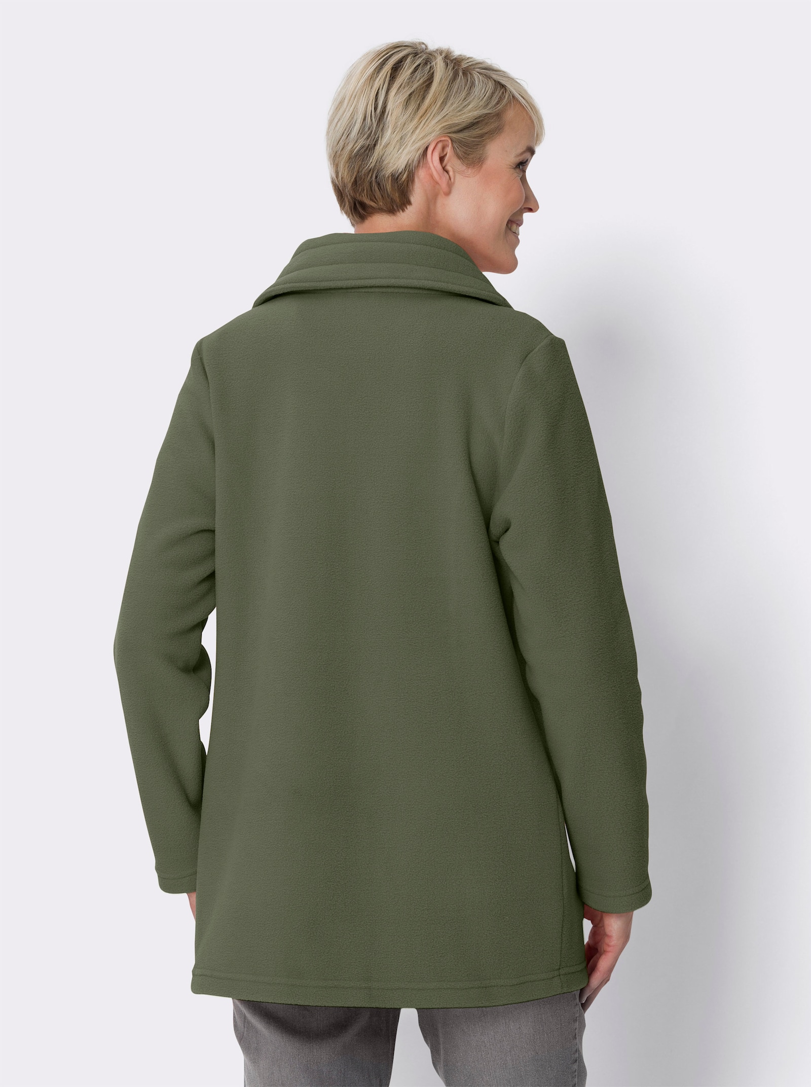 Fleecejacke mit 2-Wege-Reißverschluss - khaki