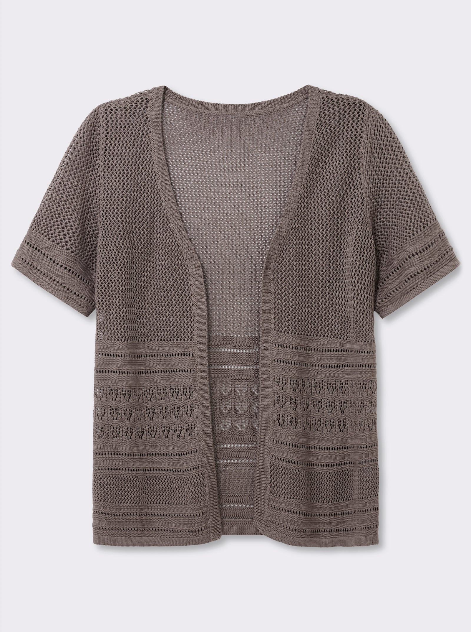 Strickjacke in Ajourstrick - taupe
