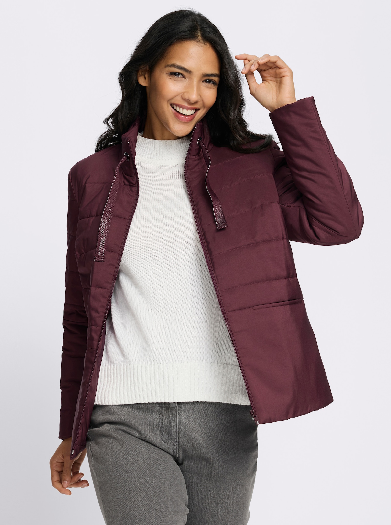 Steppjacke in kastiger Form - burgund