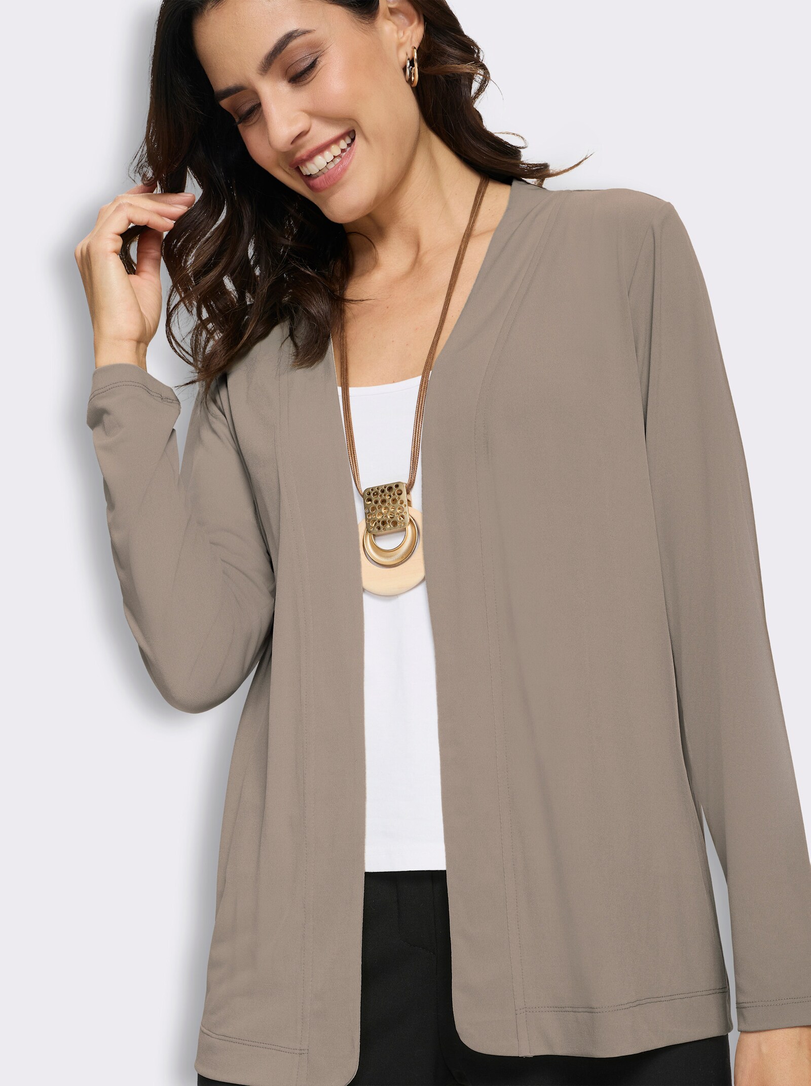 Shirtjacke in offener Form - sesam