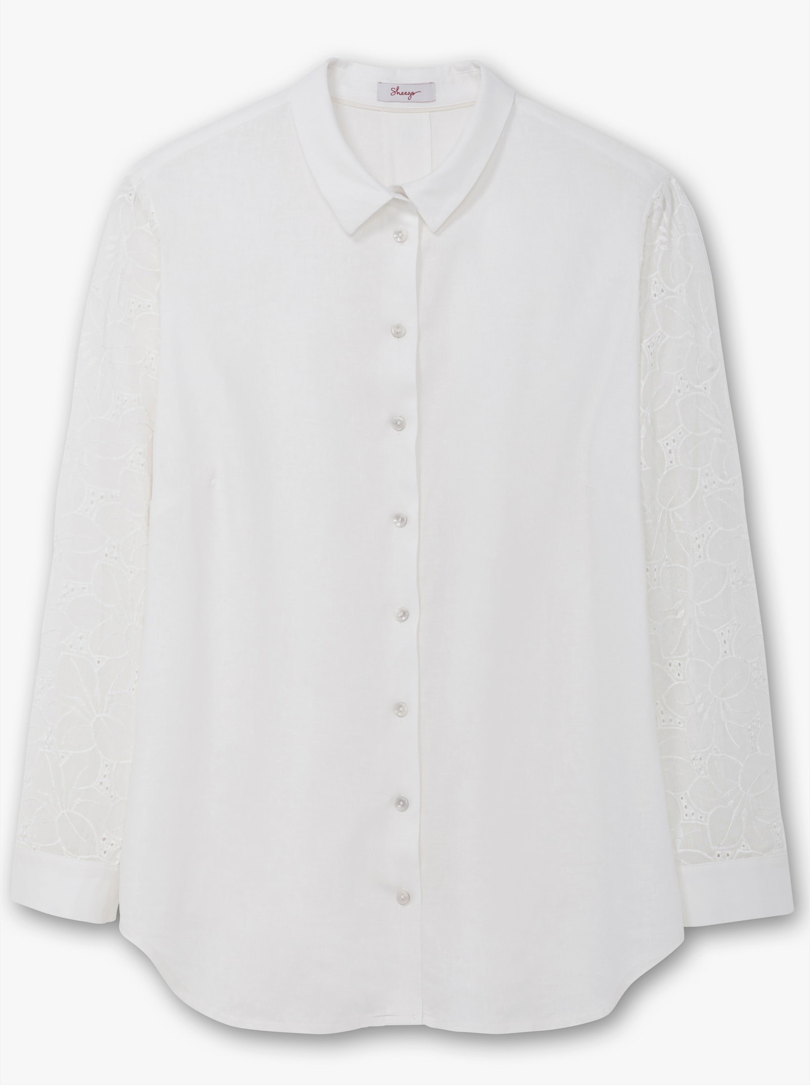 sheego Hemdbluse mit Spitze an den Ärmeln - ecru