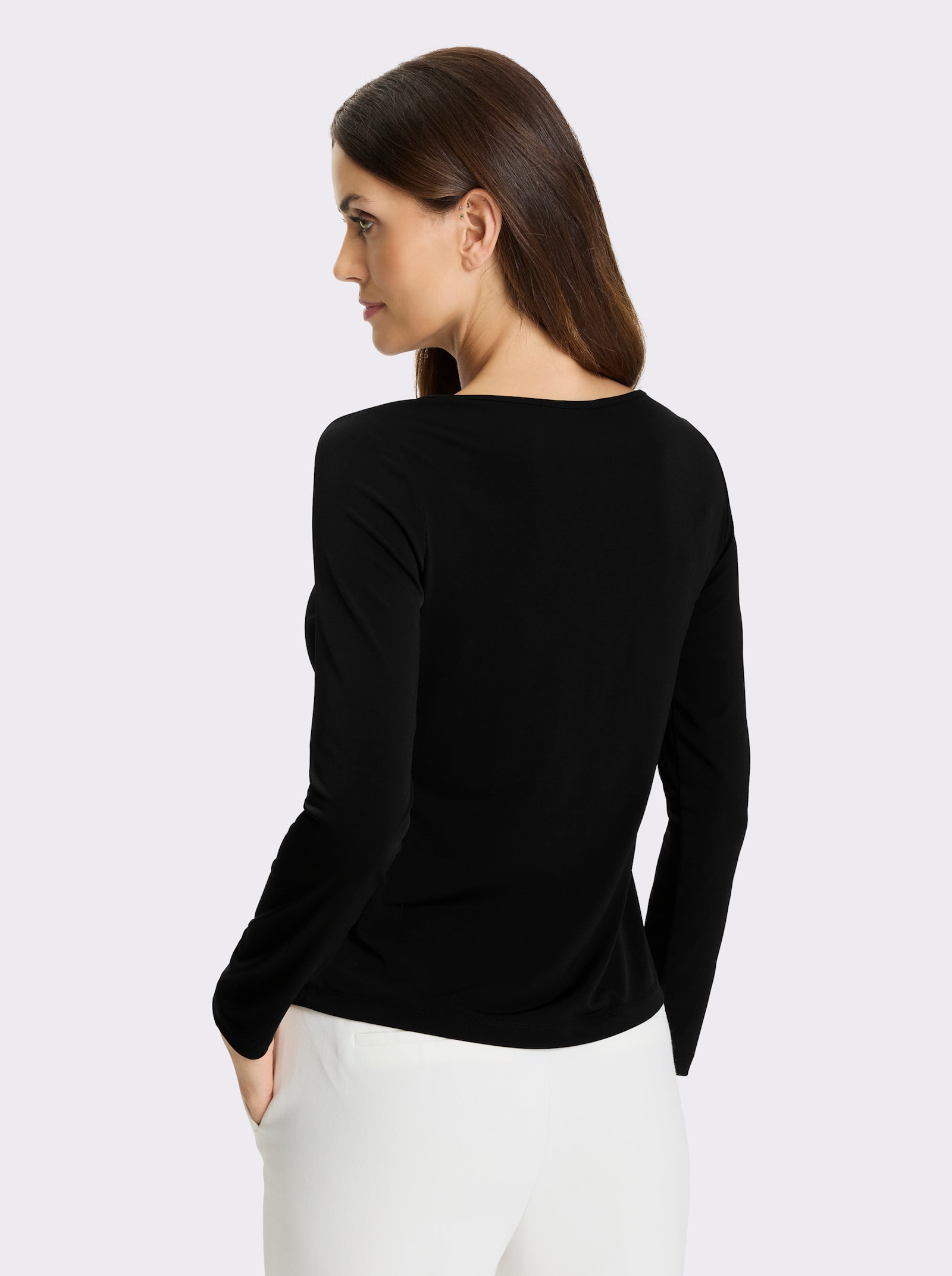 heine Langarmshirt mit Mesh-Einsatz - schwarz