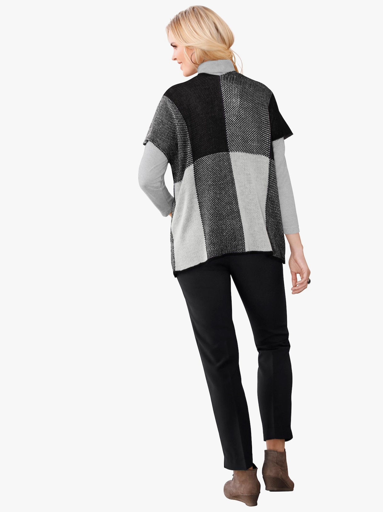 Pletený sveter - čierno-sivá