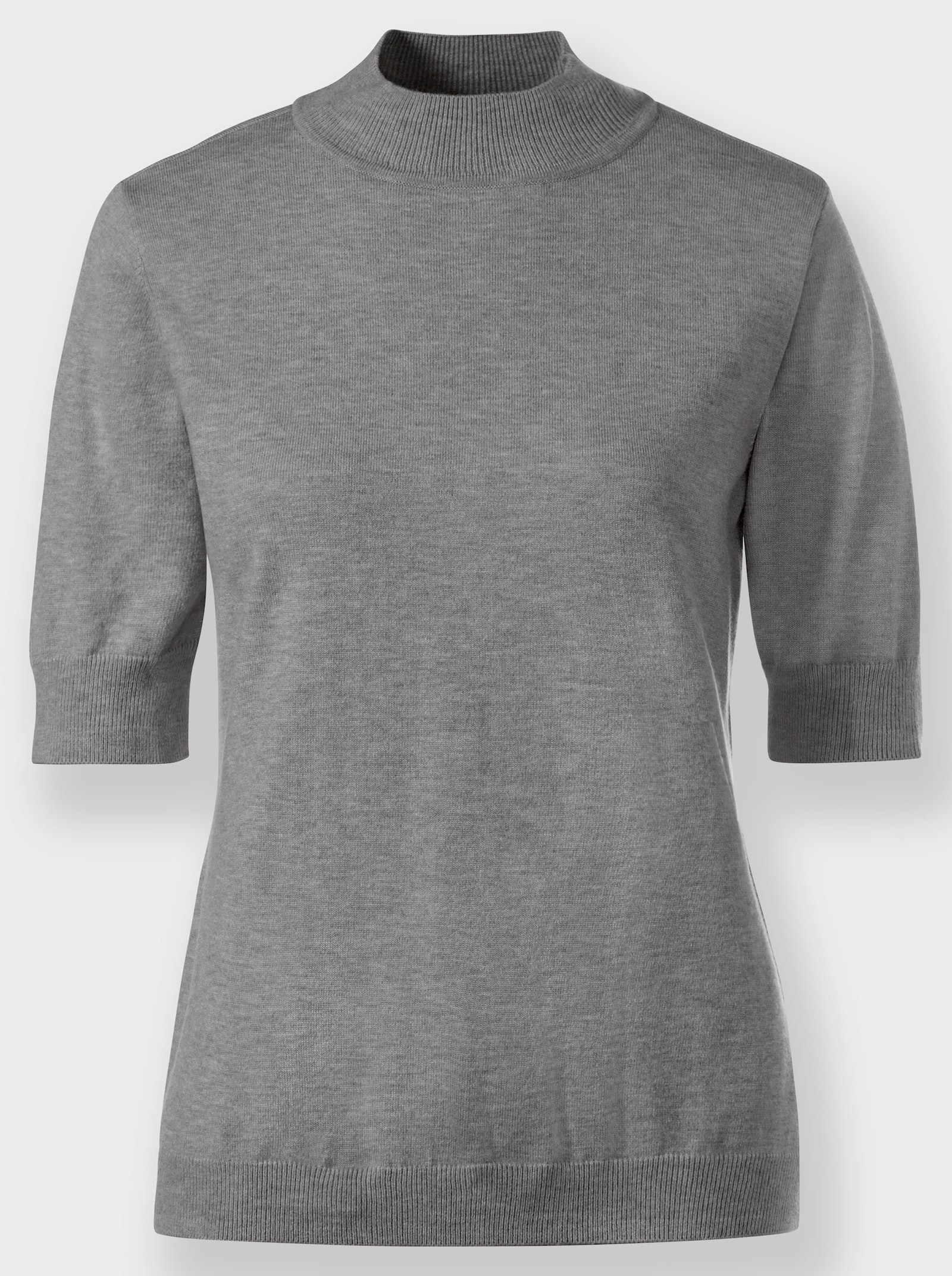 Pullover mit halblangem Ärmel - grau-meliert