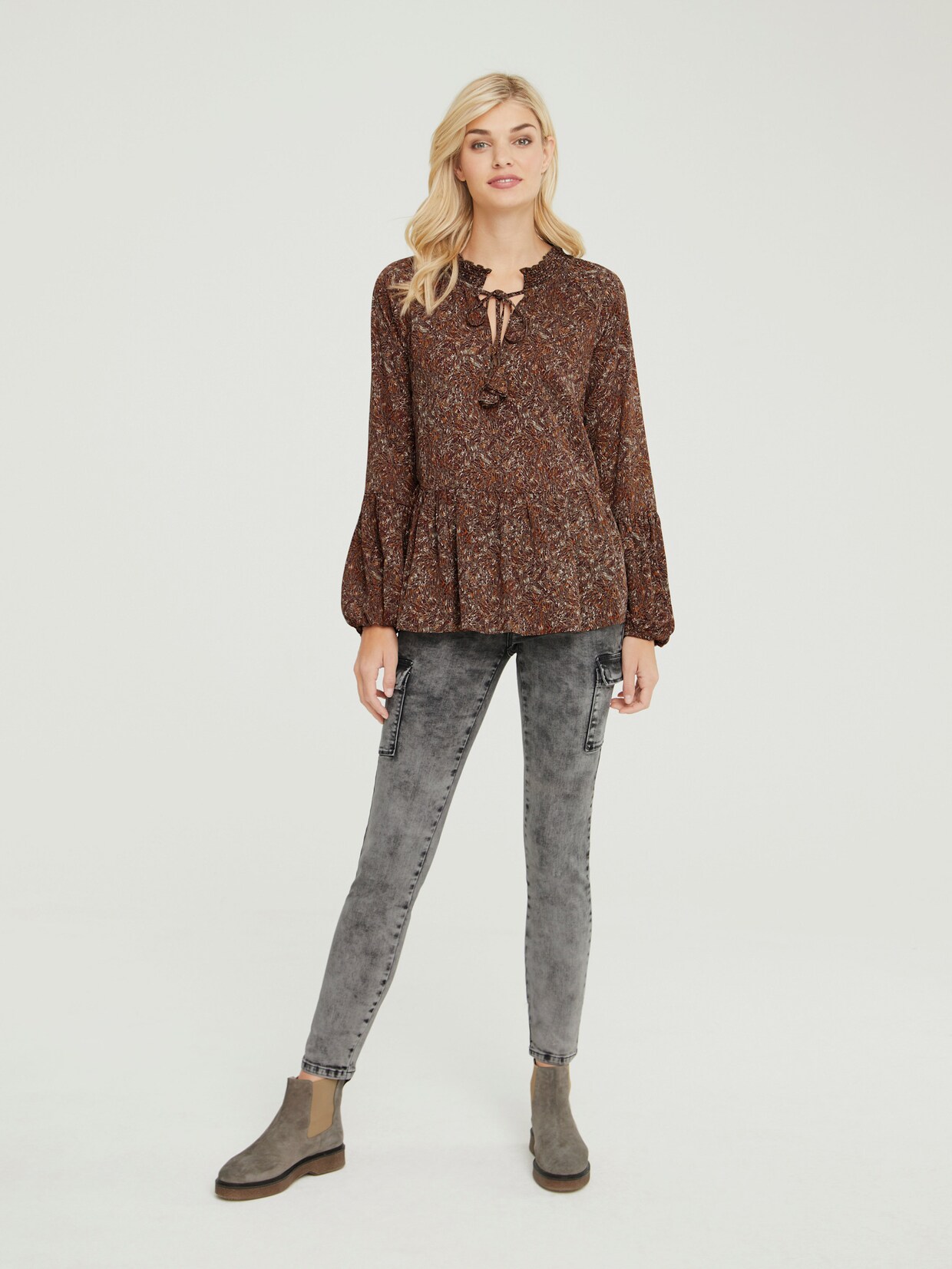 heine Druckbluse - walnuss