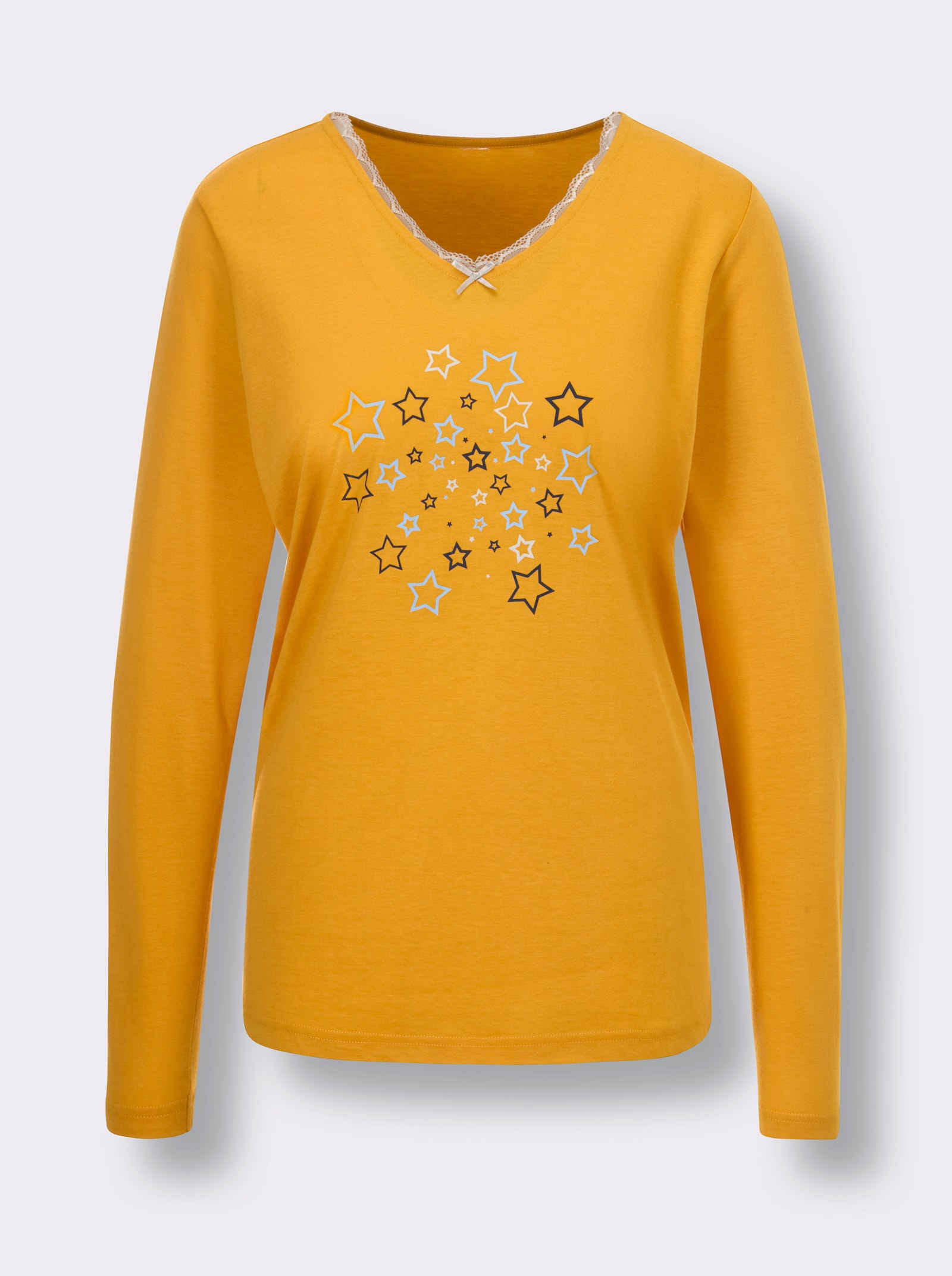 wäschepur Schlafanzug - ocker-marine-bedruckt