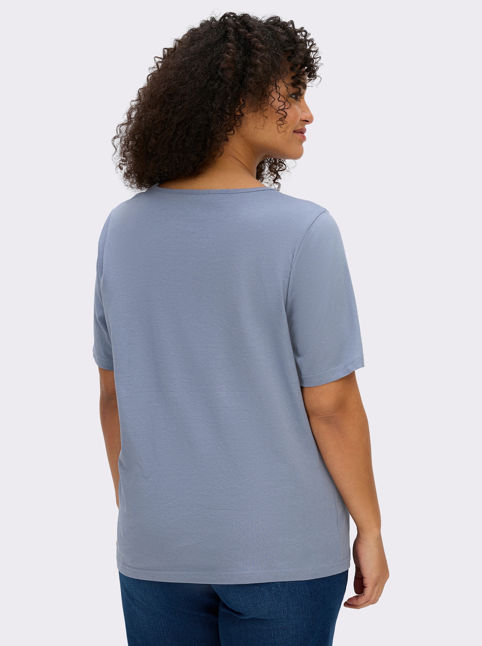 T-Shirt mit Schmetterlings-Druck - taubenblau
