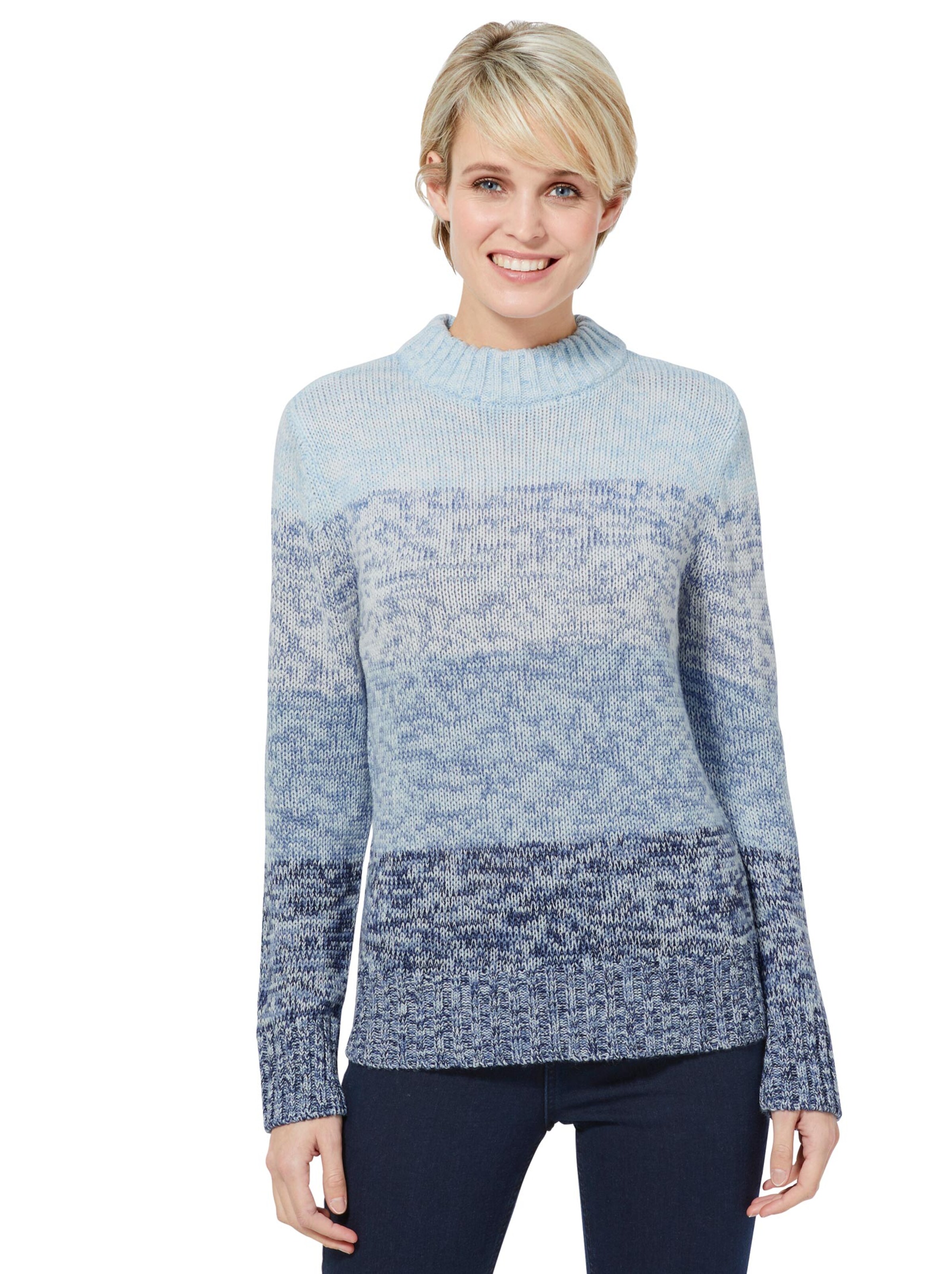 Pullover - blau-meliert