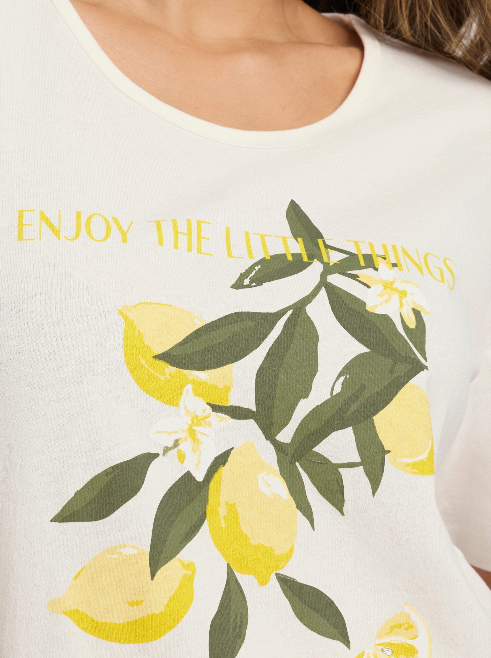 Kurzarmshirt mit Zitronen-Motiv - ecru-zitrone-bedruckt