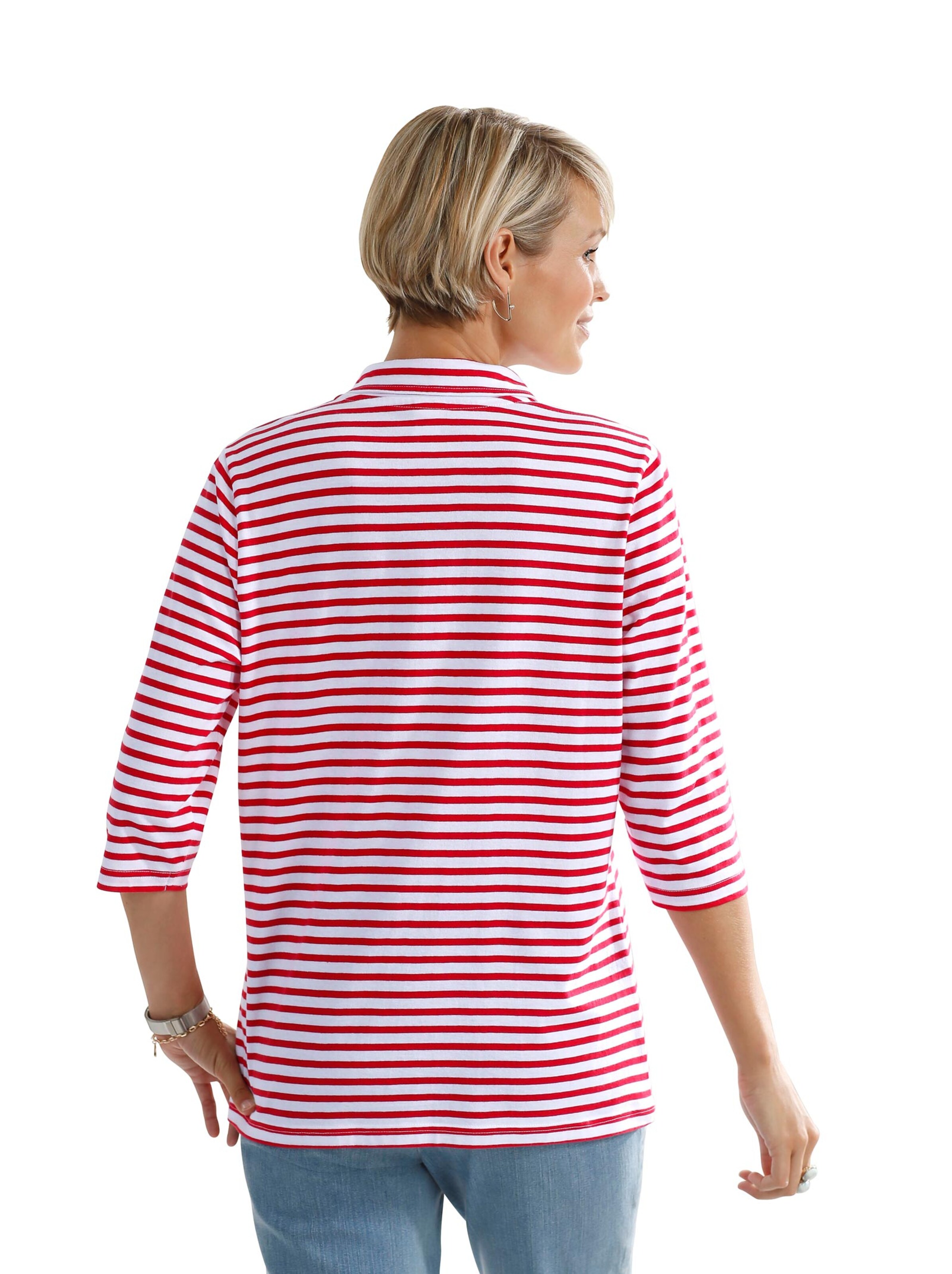 Shirtbluse - rot-geringelt