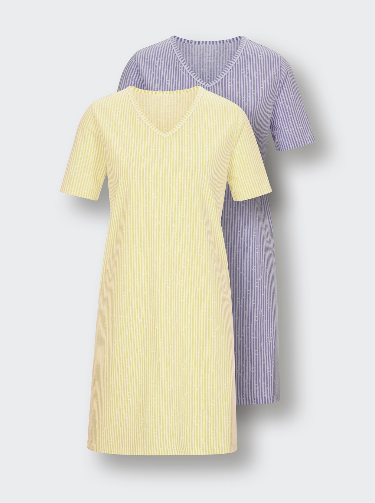 wäschepur Sleepshirts - weiß-lavendel-gestreift + weiß-zitrone-gestreift