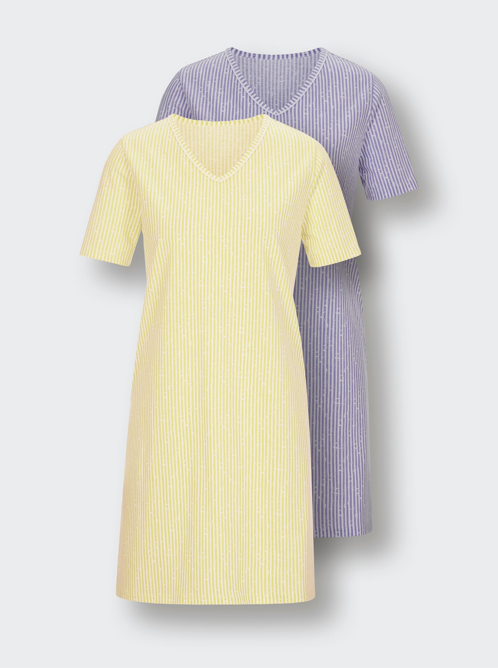 wäschepur Sleepshirts - weiss-lavendel-gestreift + weiss-zitrone-gestreift