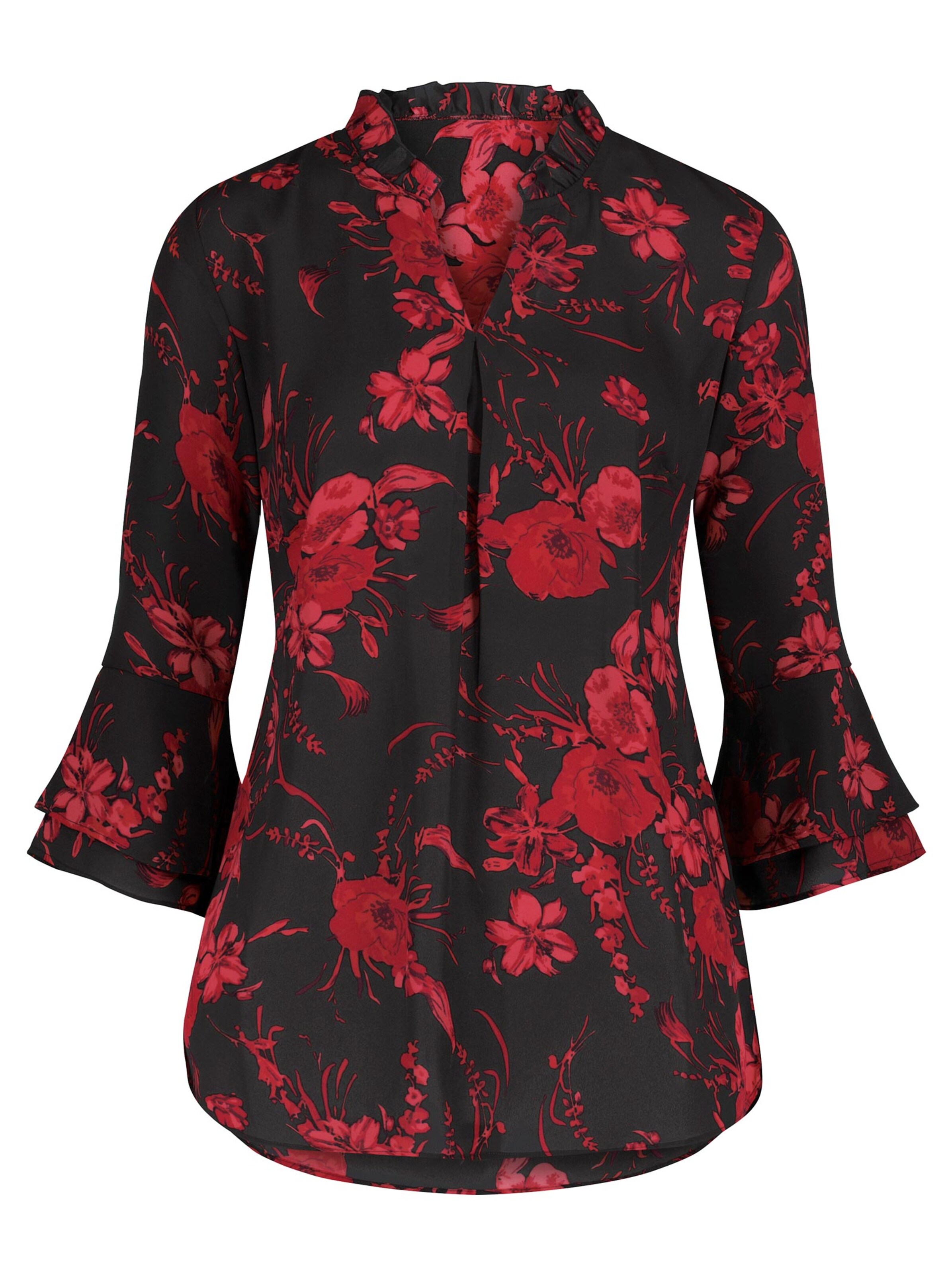 Bluse - schwarz-rot-bedruckt