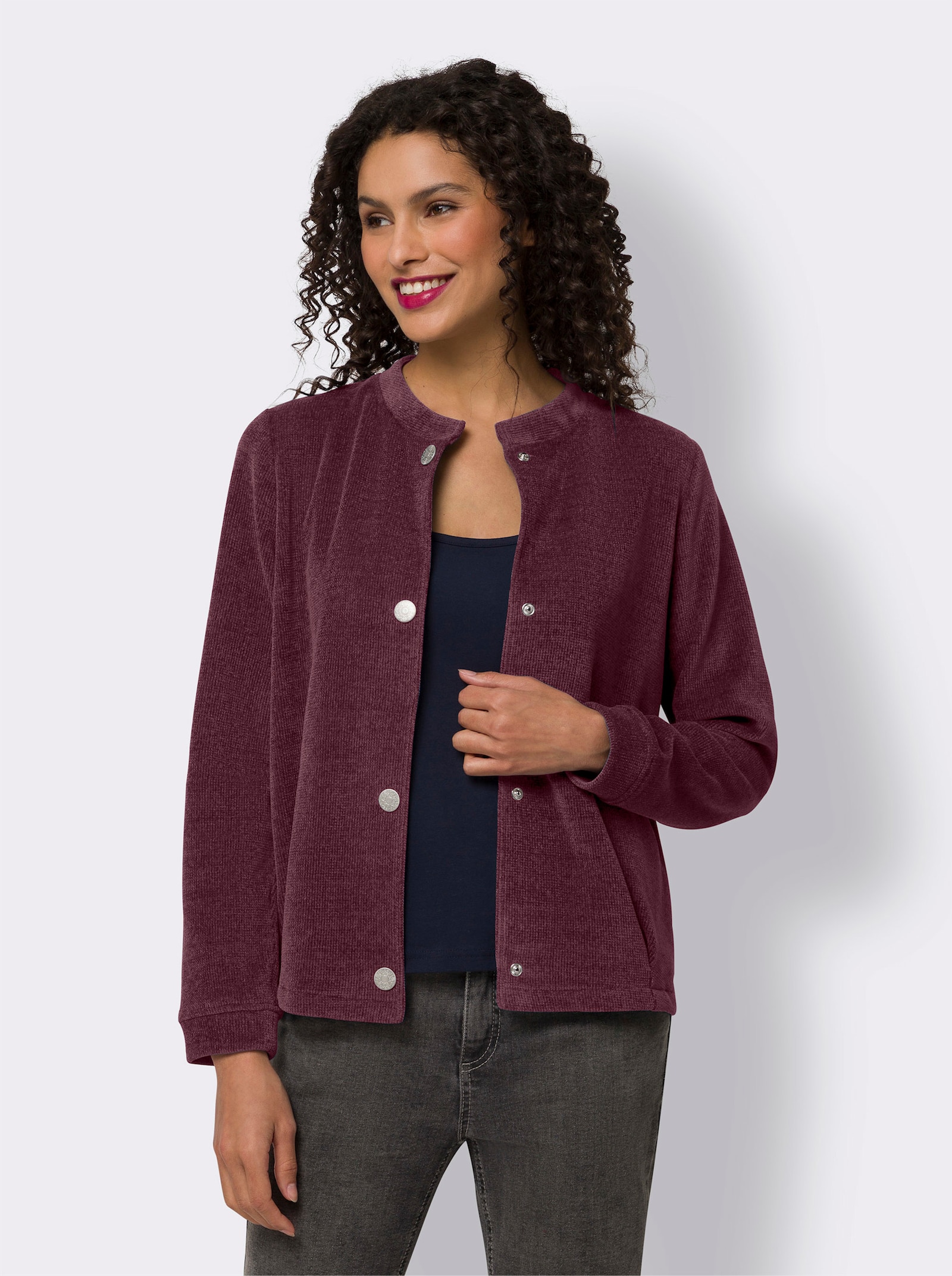 heine Shirtjacke aus Chenillegarn - burgund