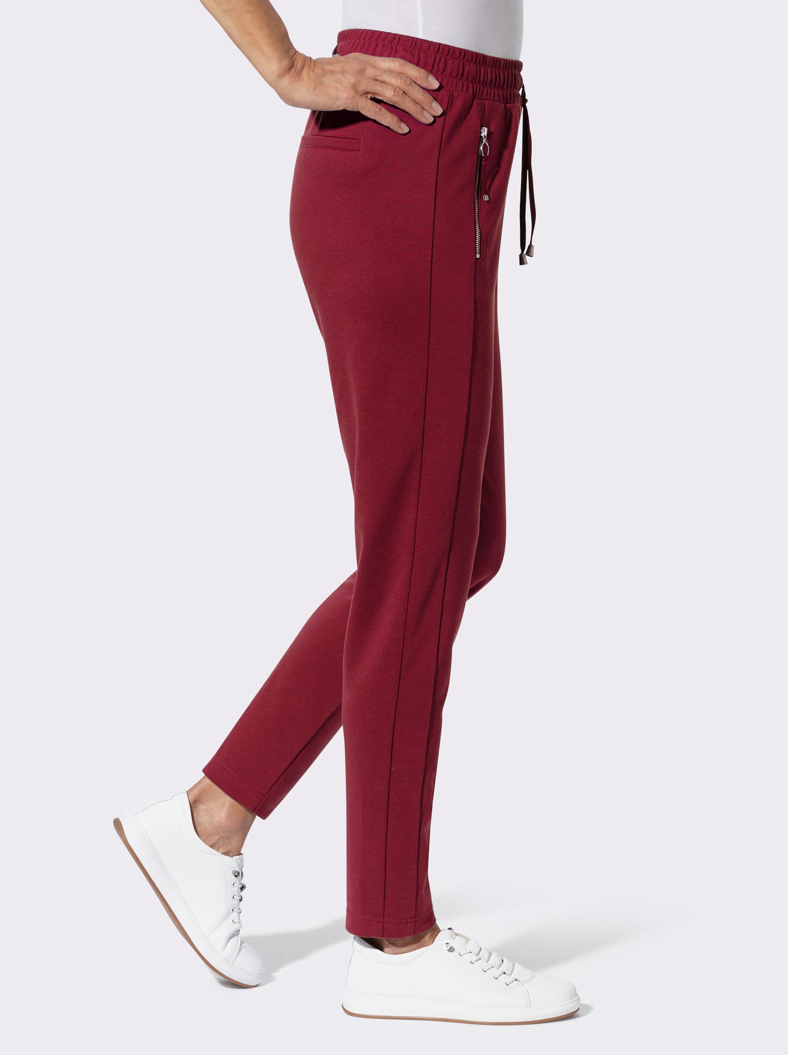  Jogg Pants mit Reißverschluss-Taschen - dunkelrot